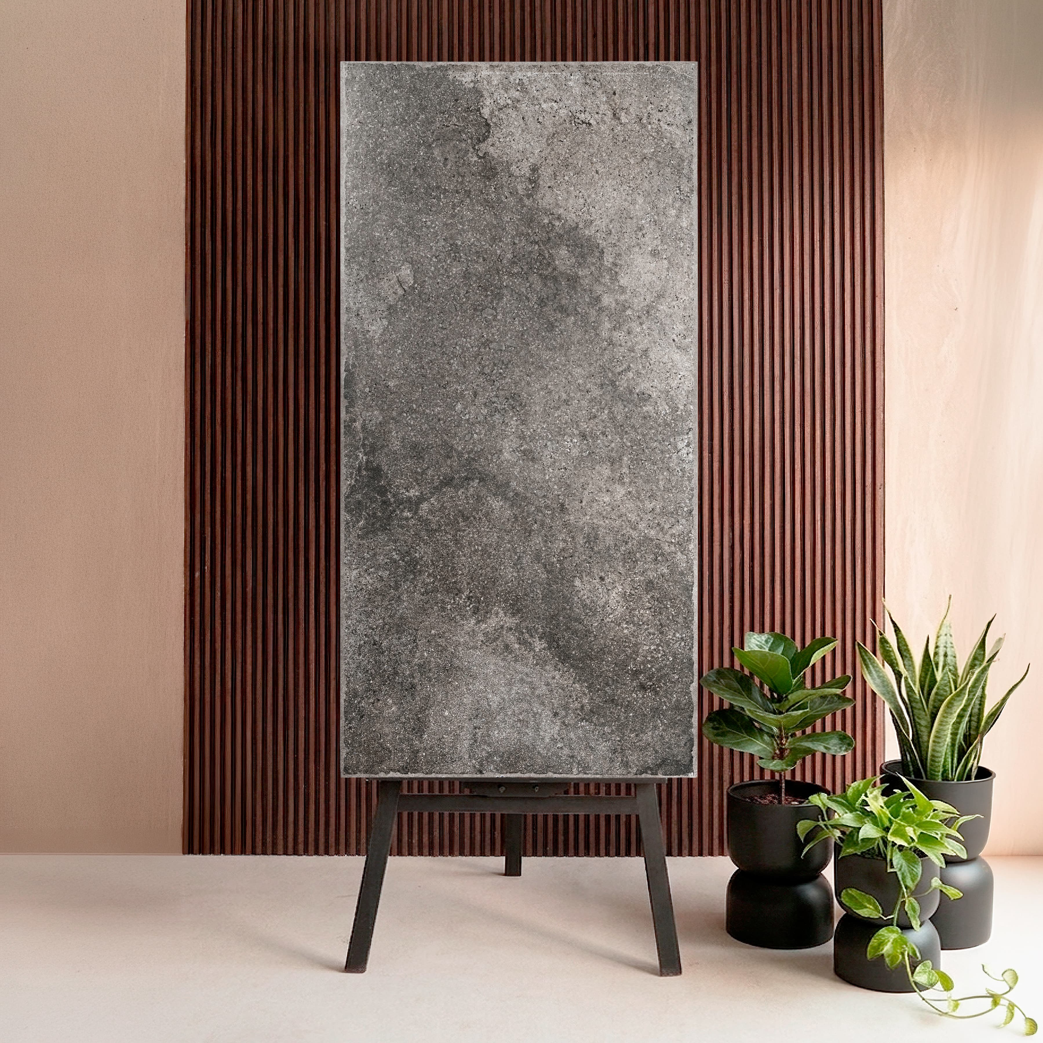 Portland Nero Edge Matte Cement Effect Porcelain Floor Wall Tile 60x120cm 9mm