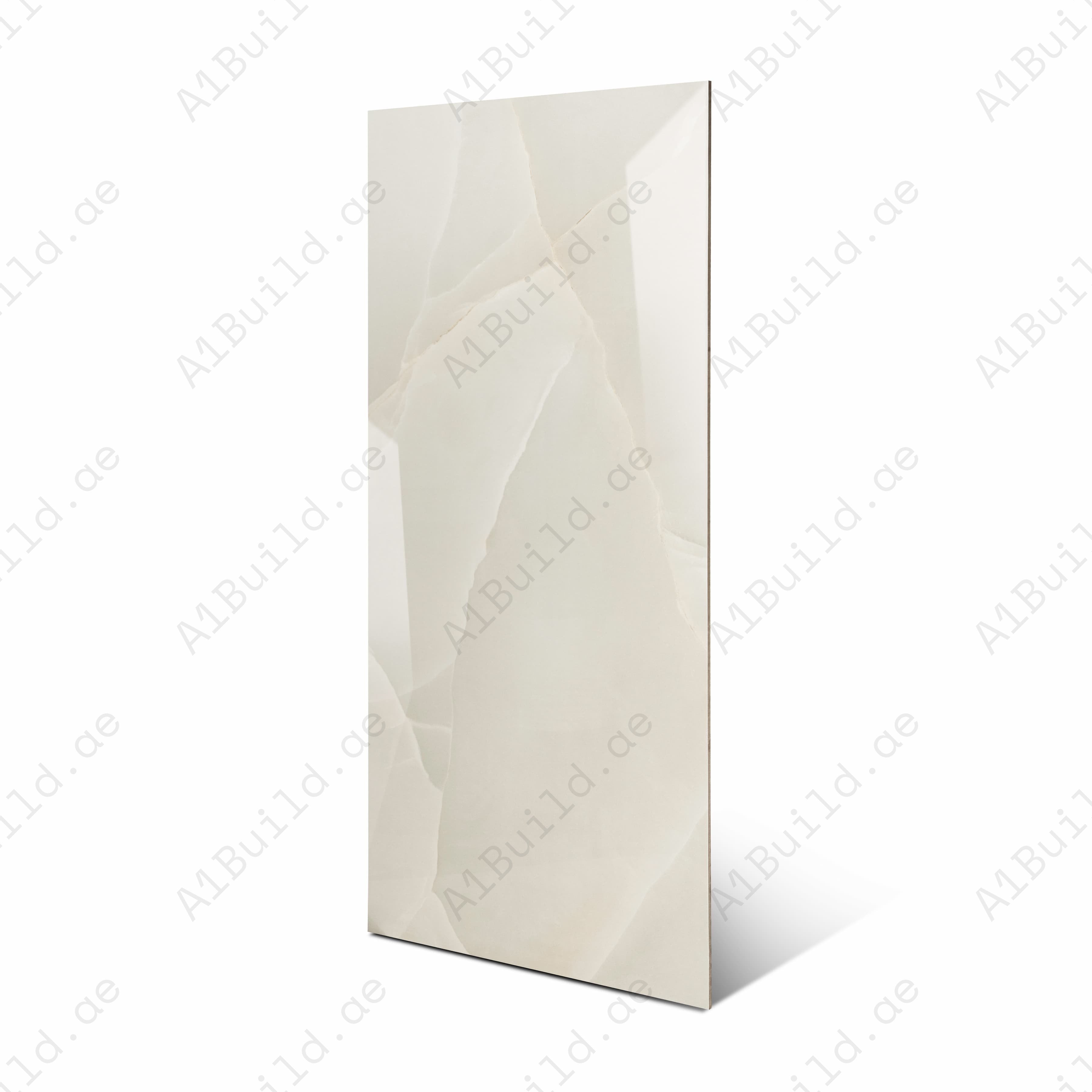 Griblont Gold Cream Glossy Porcelain Tile 60x120cm | Crystal Geometric Onyx Look Large Format | Ultra-Luxury Floor & Wall Tile UAE