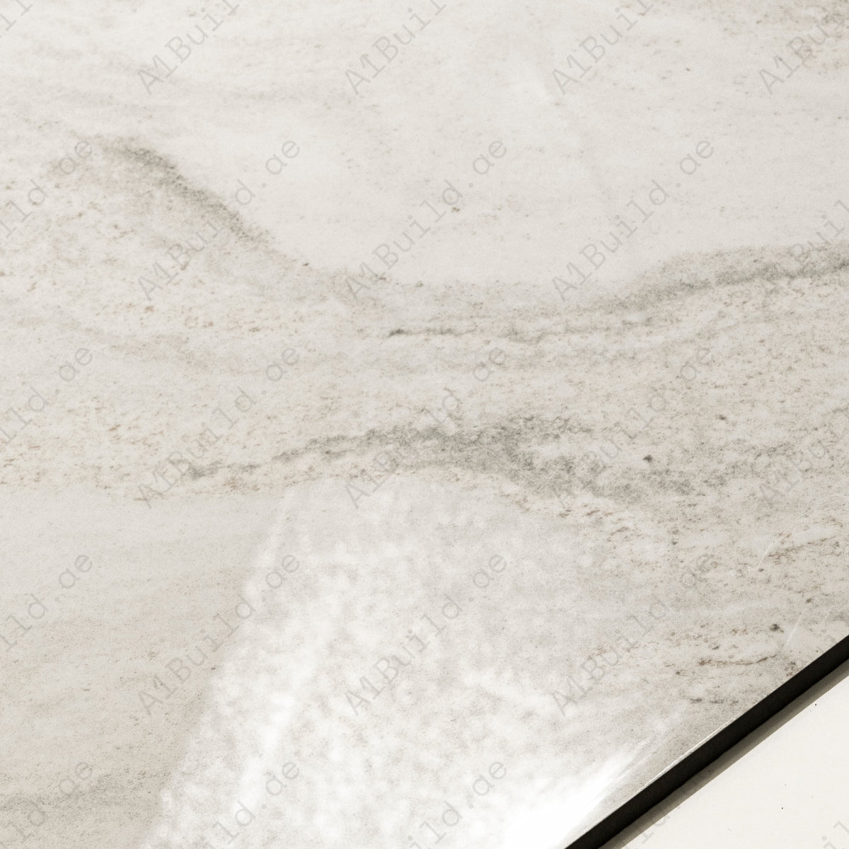Close-up texture detail of Antaliya White porcelain tile showing natural marble-look veins