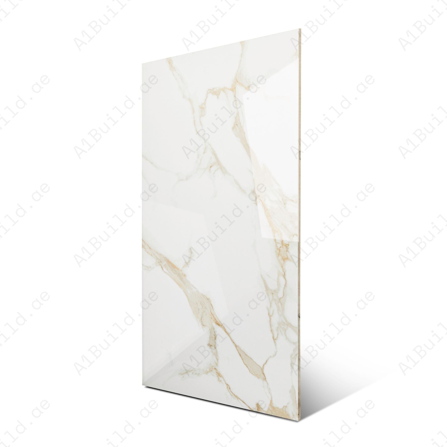 Fabula Beige Polished Limestone Look Glossy Porcelain Floor & Wall Tile 60x120cm 9mm Thickness