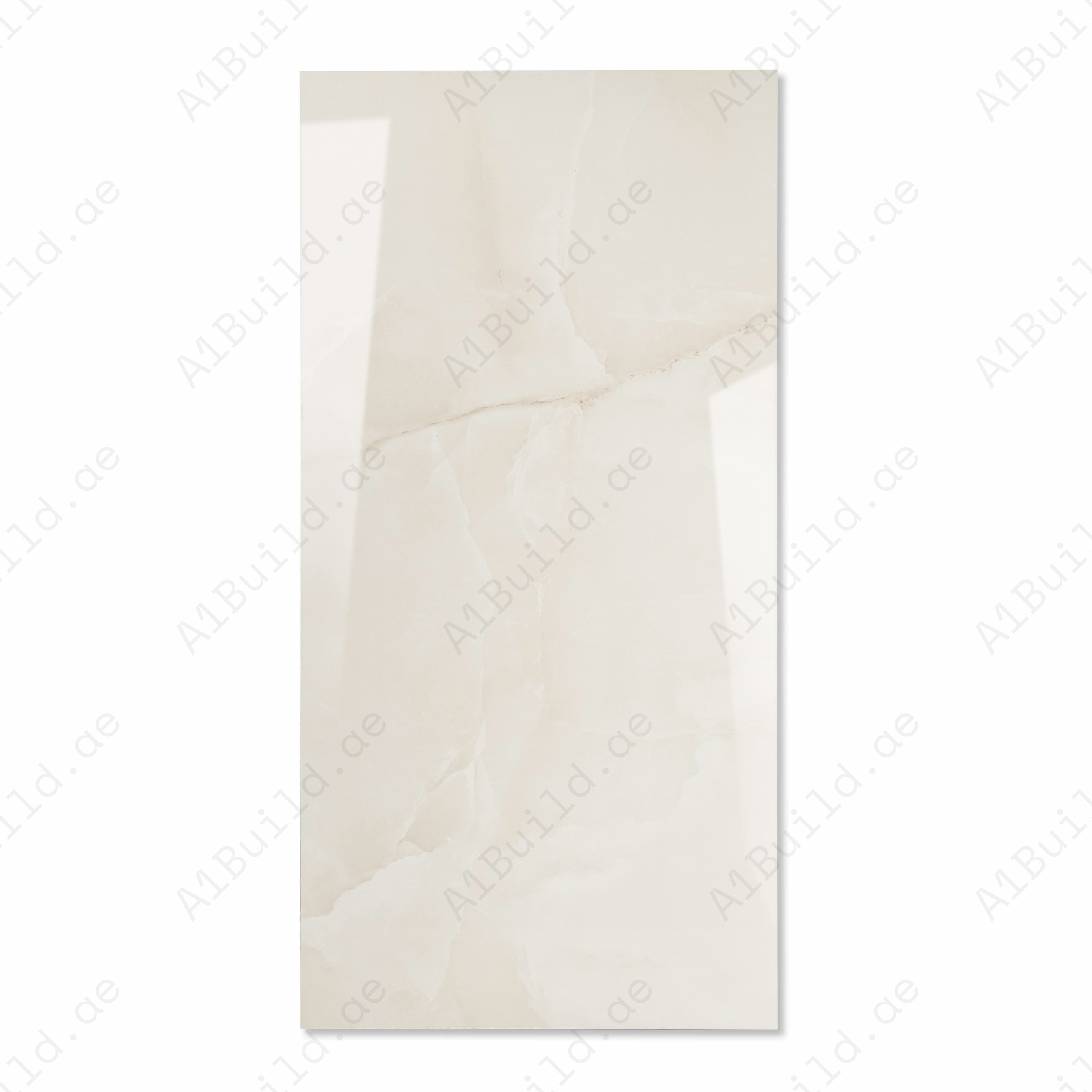 Onyx Brunet Cream Glossy Porcelain Tile 60x120cm | Onyx Marble Look Large Format Floor & Wall Tile | Ultra-Luxury Translucent Effect Flooring UAE Dubai Abu Dhabi