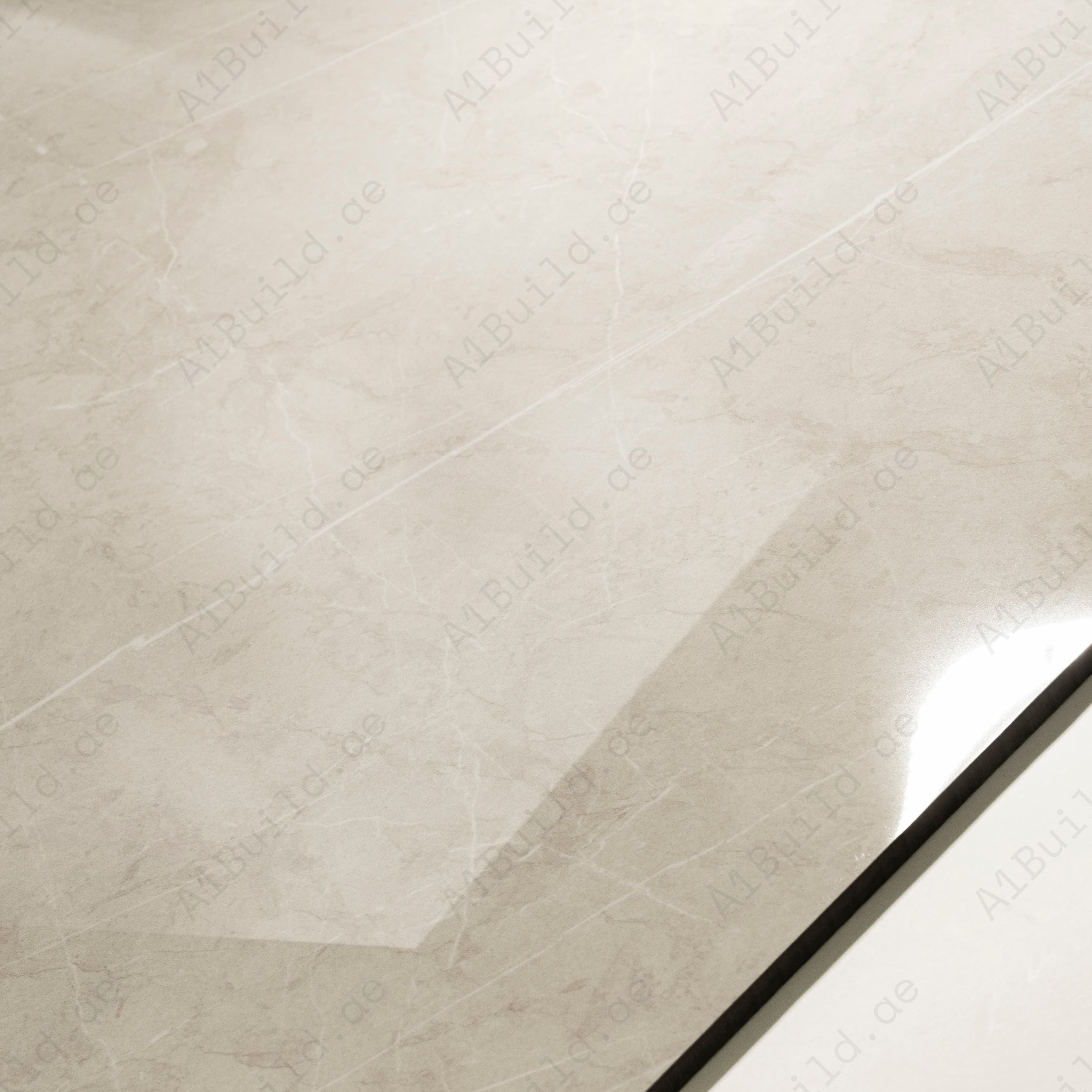 Sierra Beige Glossy Porcelain Tile 60x120cm | Warm Cream Marble Look Large Format | Luxury Floor & Wall Tile UAE