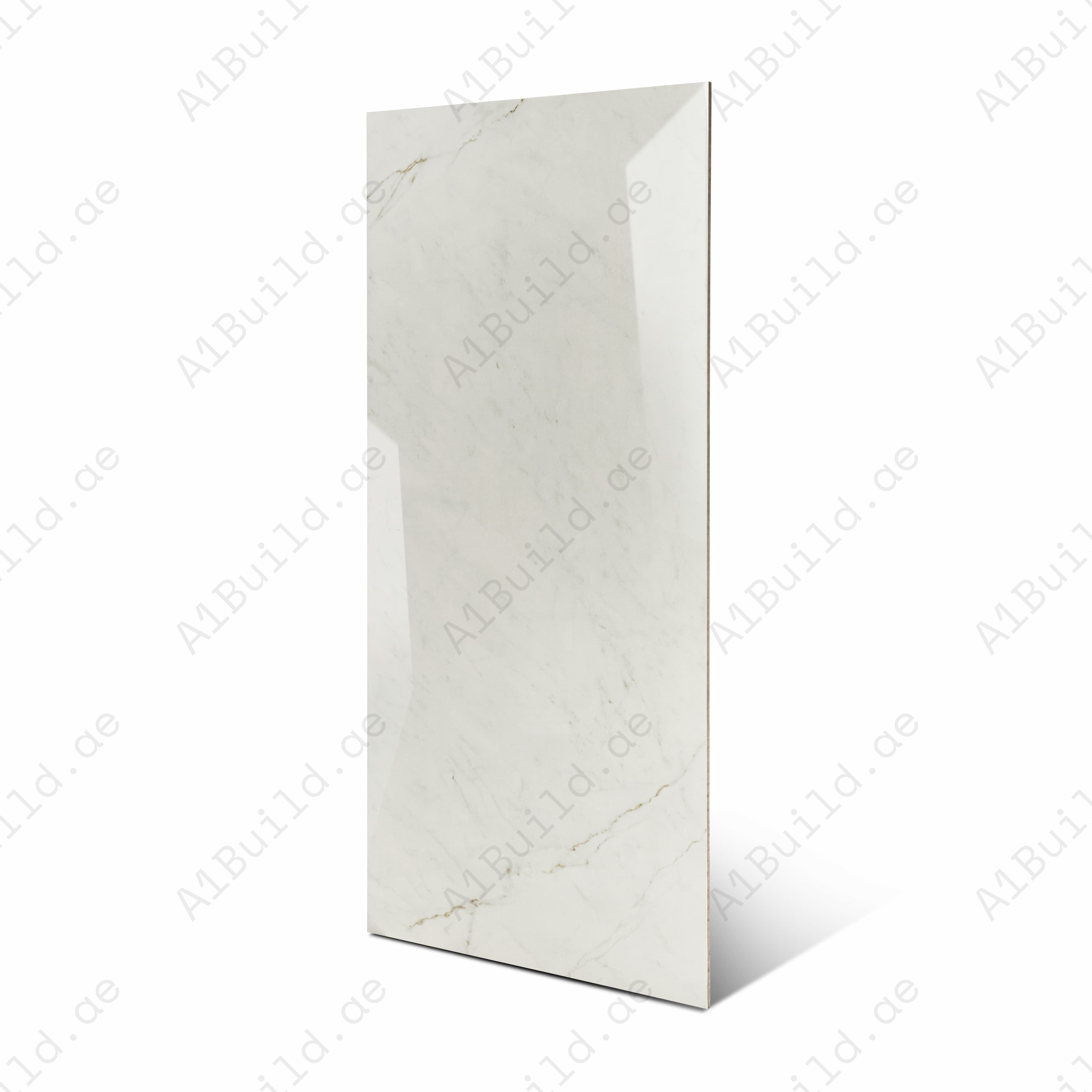 Calacatta Gold White Glossy Porcelain Tile 60x120cm | Fine Gold Veined Marble Look Large Format | Luxury Floor & Wall Tile UAE