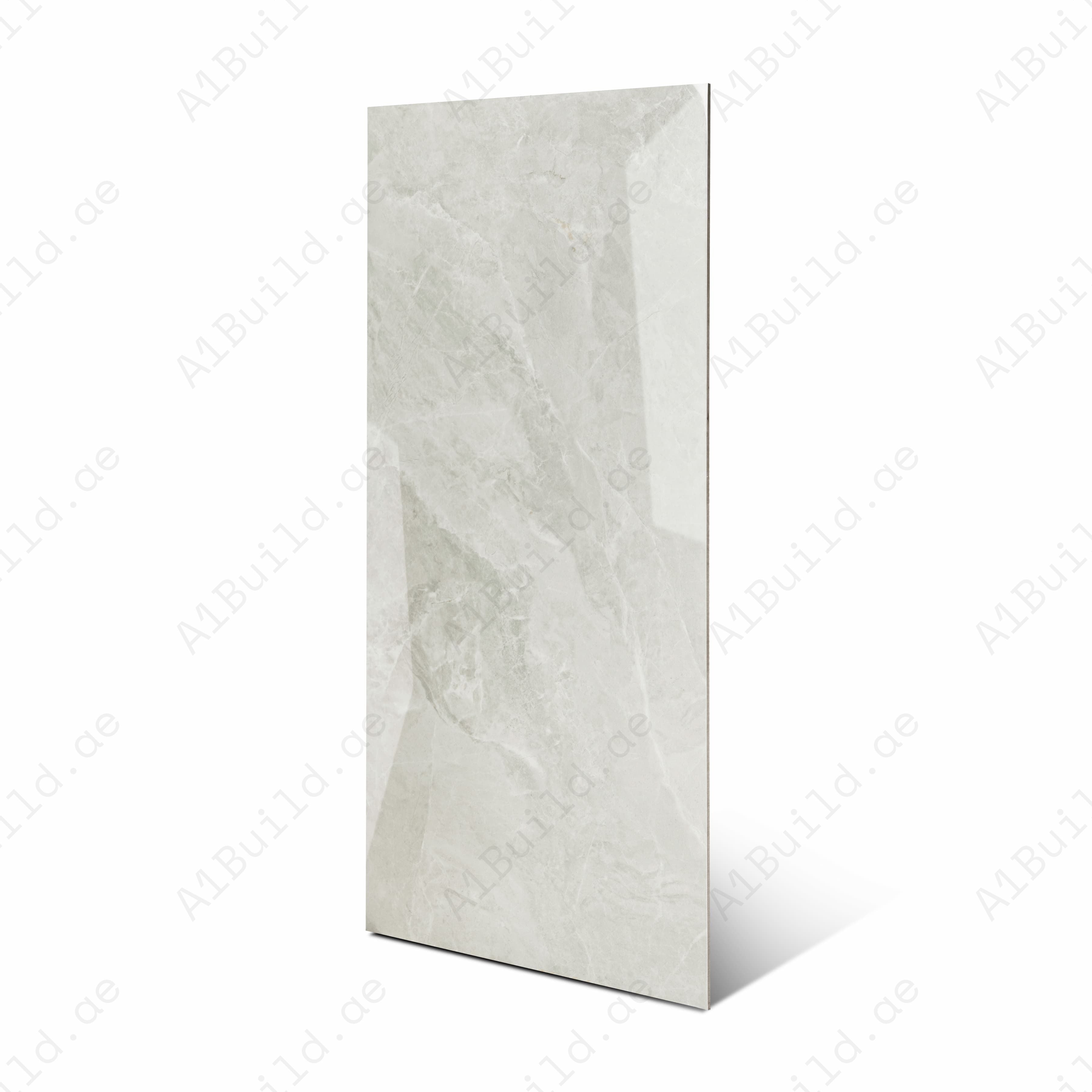 Era White Glossy Porcelain Tile 60x120cm | Soft Grey White Marble Look Large Format Floor & Wall Tile UAE