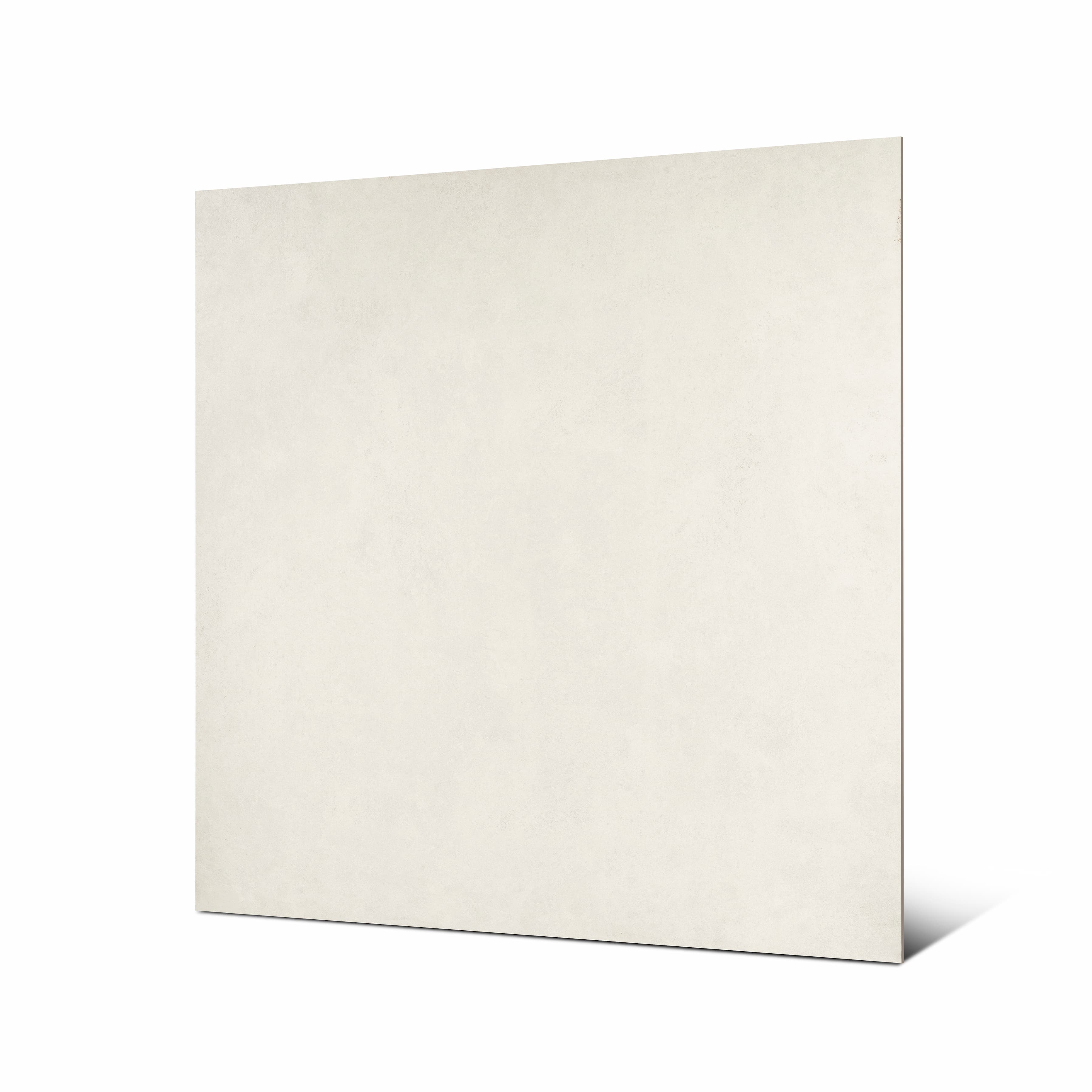 Angled view of Polo White large format classic white porcelain tile showing refined matte finish and rectified edge