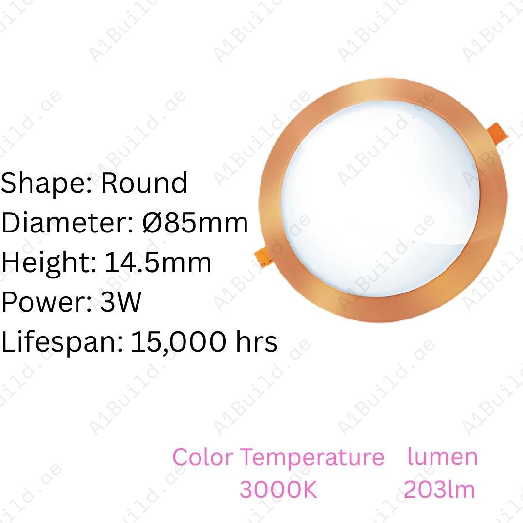 Discover the 3W LED Downlight with 15,000 hrs lifespan, 225lm brightness, and 80% energy savings. Compact Ø85mm design, perfect for modern indoor lighting.