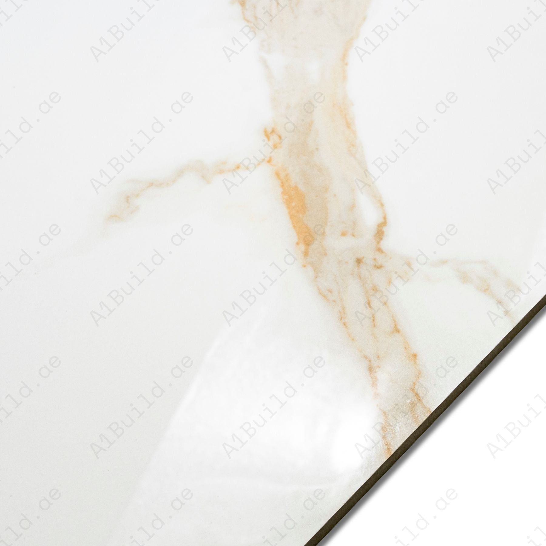 Fabula Beige Polished Limestone Look Glossy Porcelain Floor & Wall Tile 60x120cm 9mm Thickness