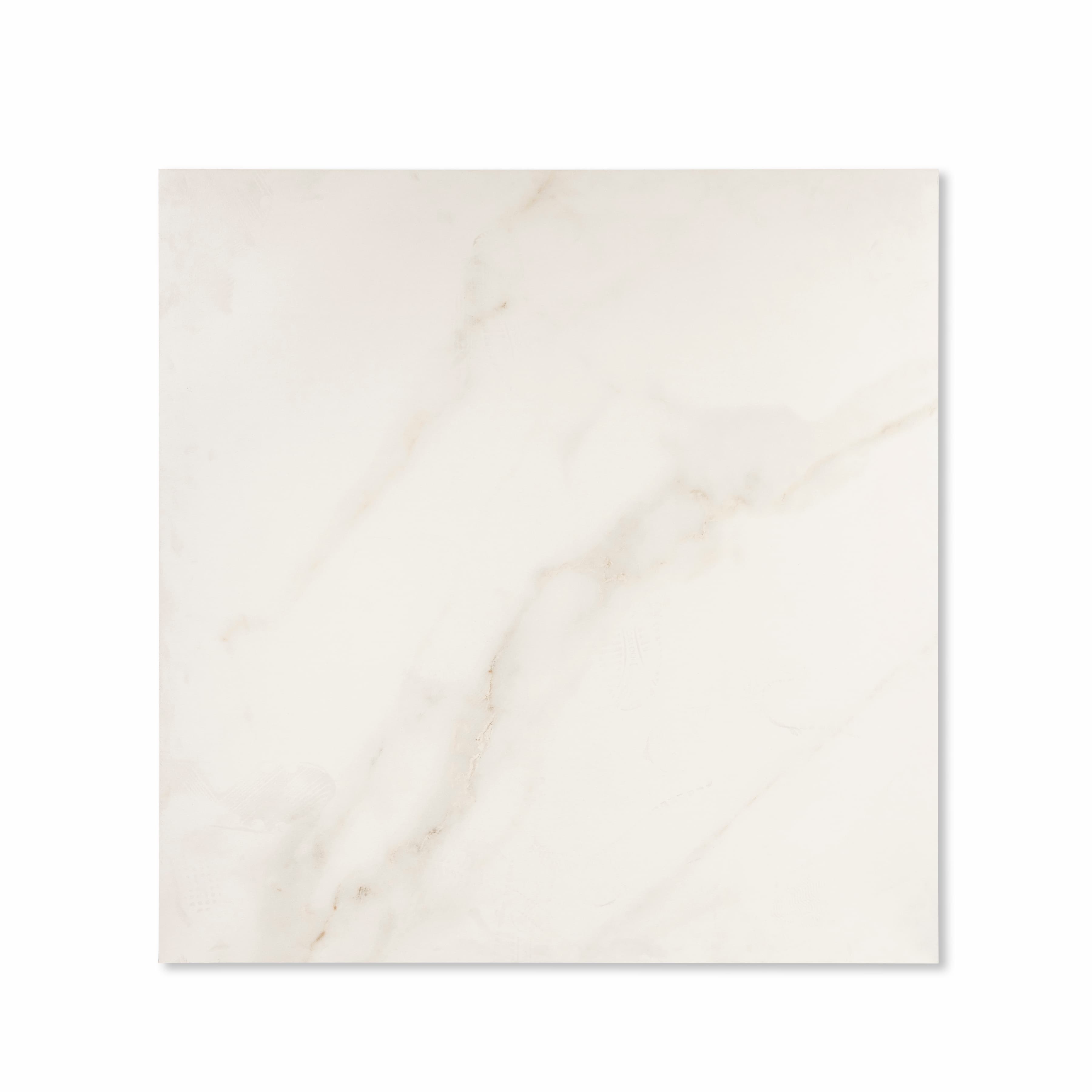 Top view of Cecelia Gold warm ivory porcelain floor tile 120x120cm with elegant golden amber Calacatta-style marble veining