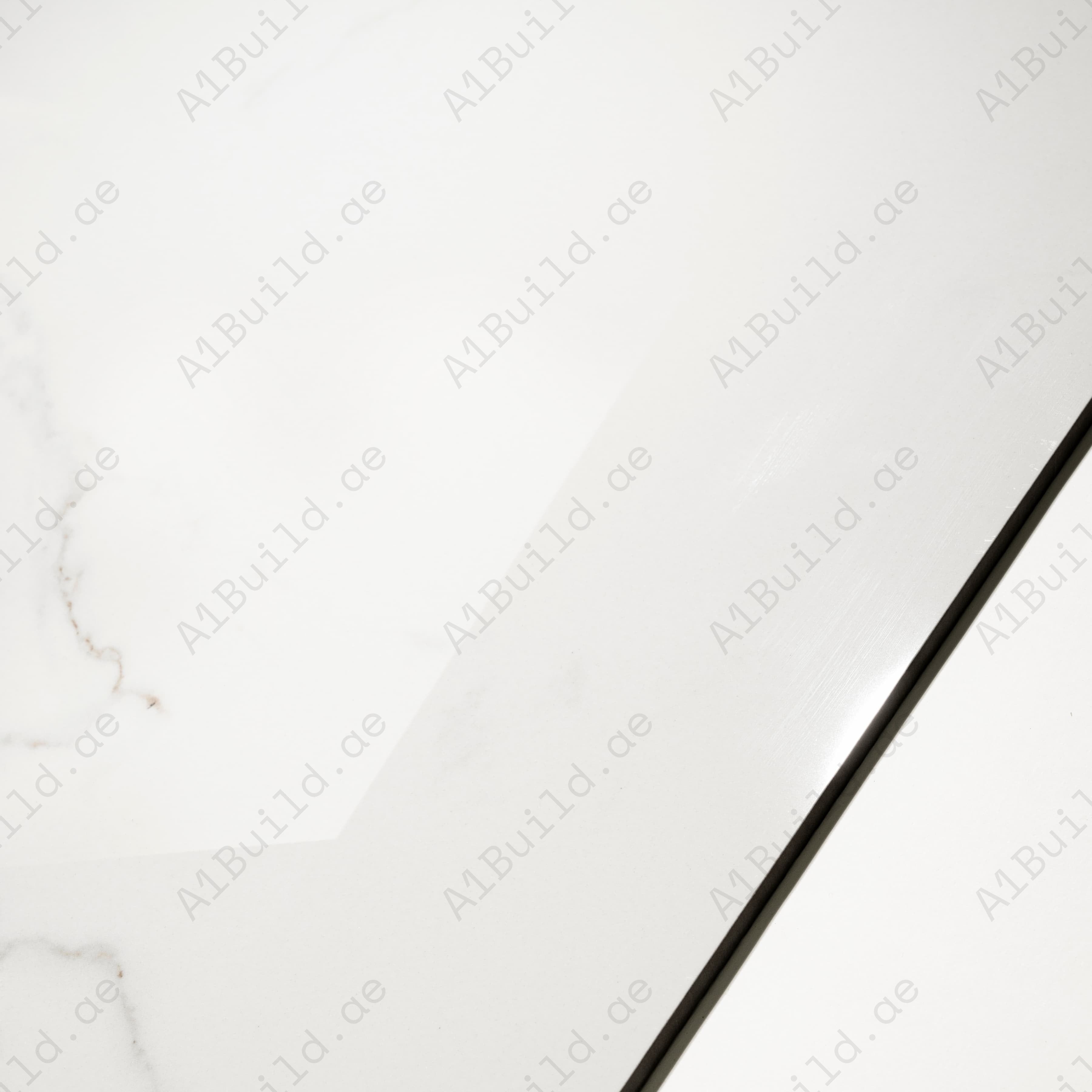Vanity White Glossy Porcelain Tile 60x120cm | White Gold Veined Calacatta Marble Look Large Format Floor & Wall Tile UAE