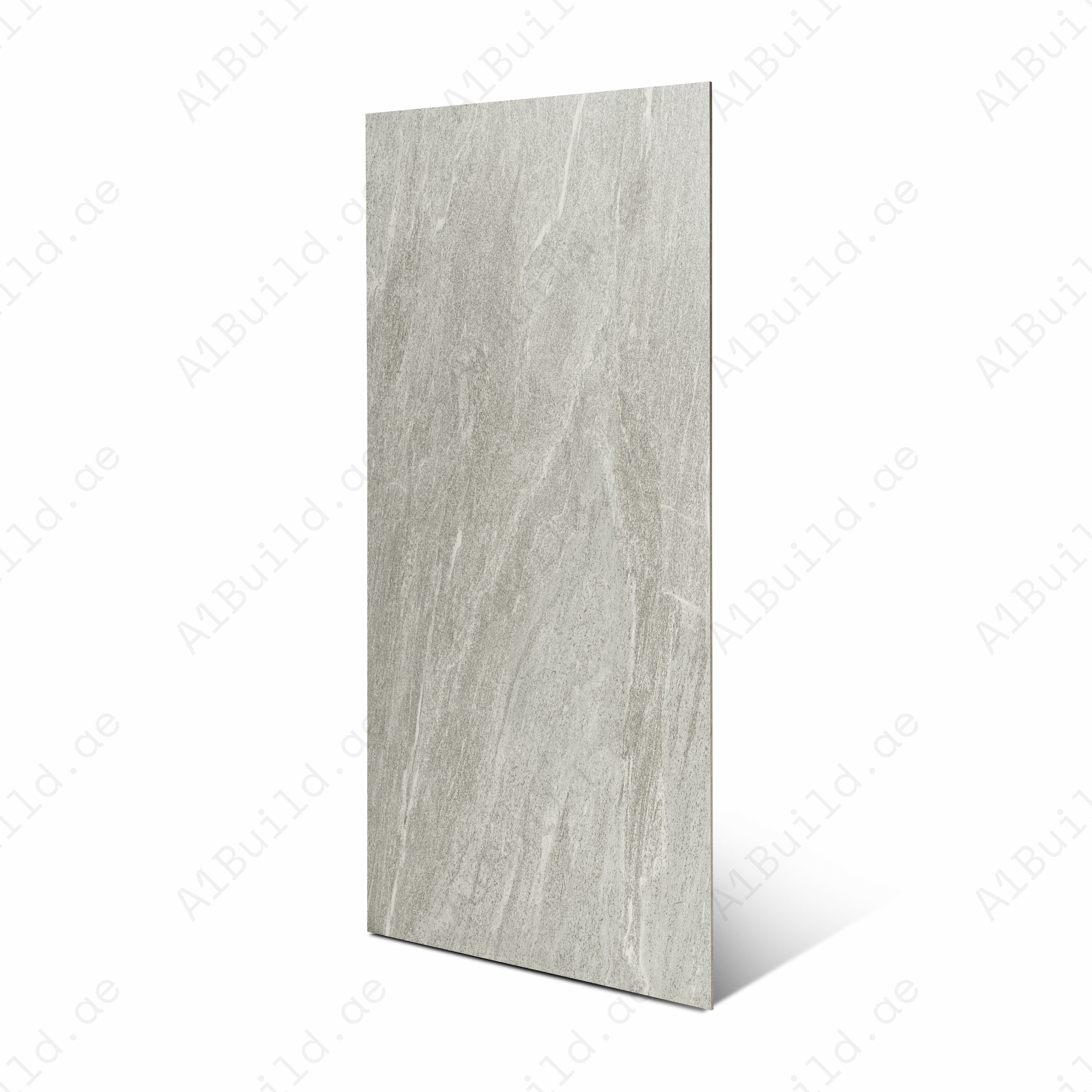 Northstone Grey Matte Porcelain Tile 60x120cm | Textured Grey Quartzite Stone Look Large Format Floor & Wall Tile UAE