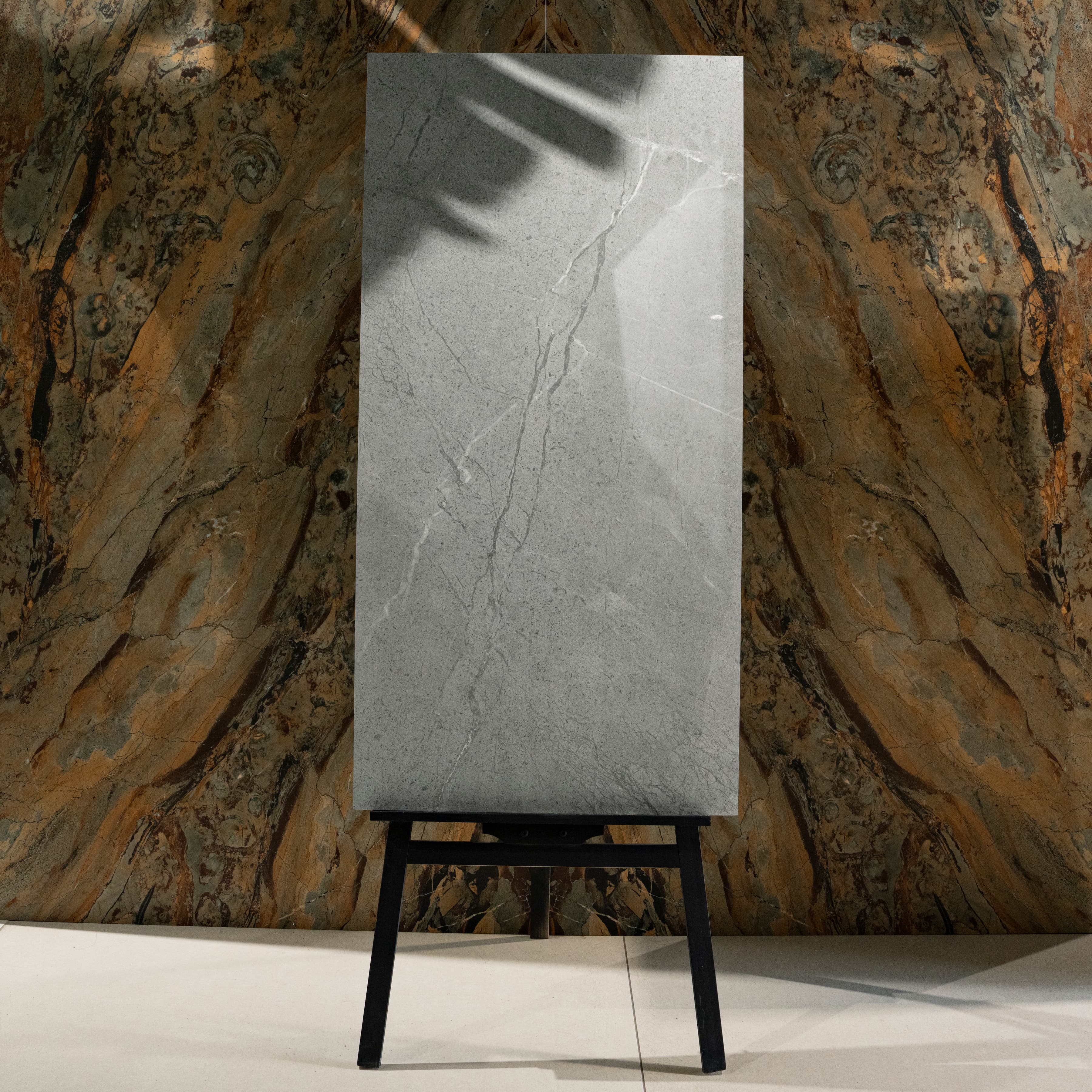 Venila Grey Glossy Porcelain Tile 60x120cm | Textured Stone Marble Look | Large Format Floor & Wall Tile UAE
