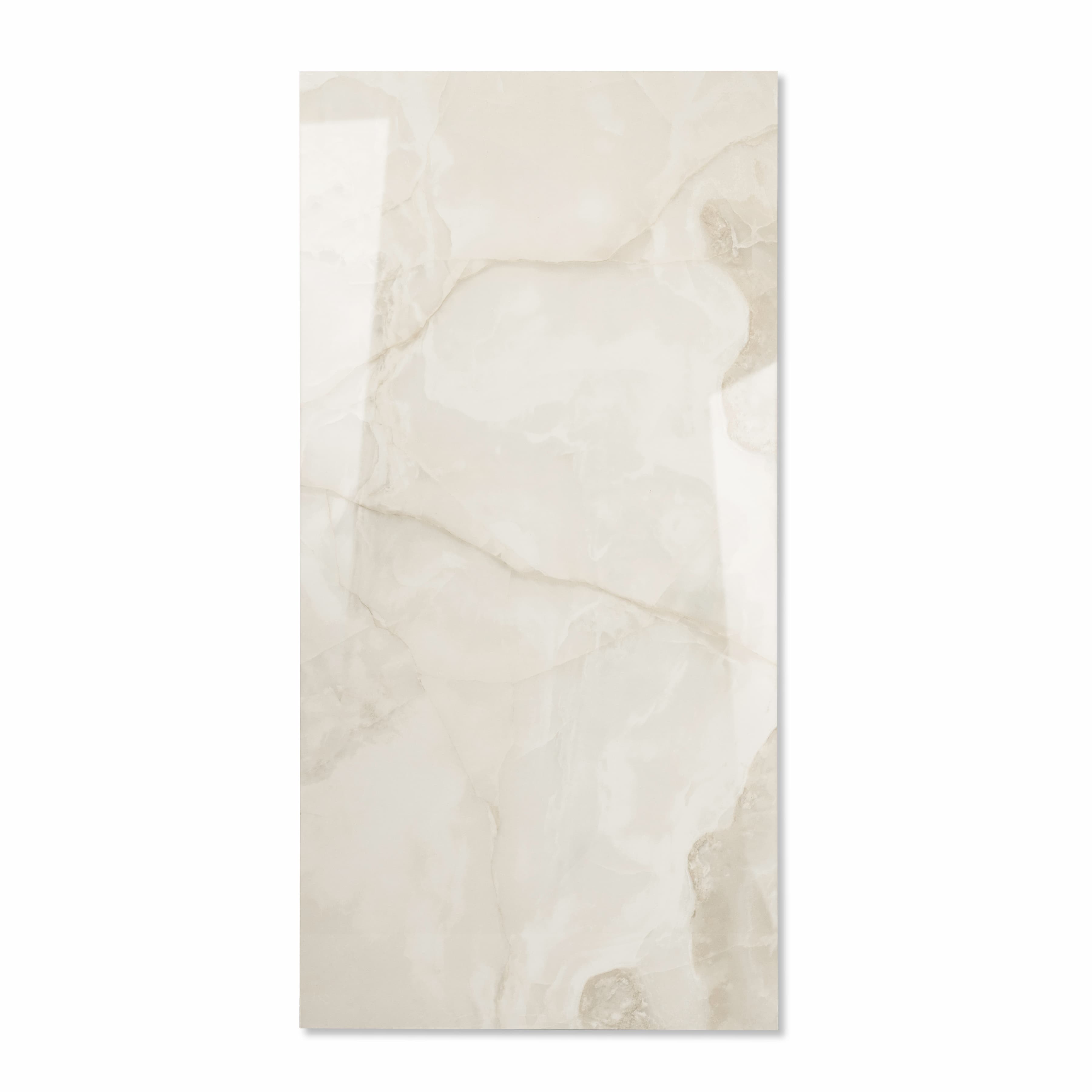 Oria Onyx Cream Glossy Porcelain Tile 60x120cm | Soft Cloud Onyx Look Large Format | Luxury Floor & Wall Tile UAE Dubai Abu Dhabi