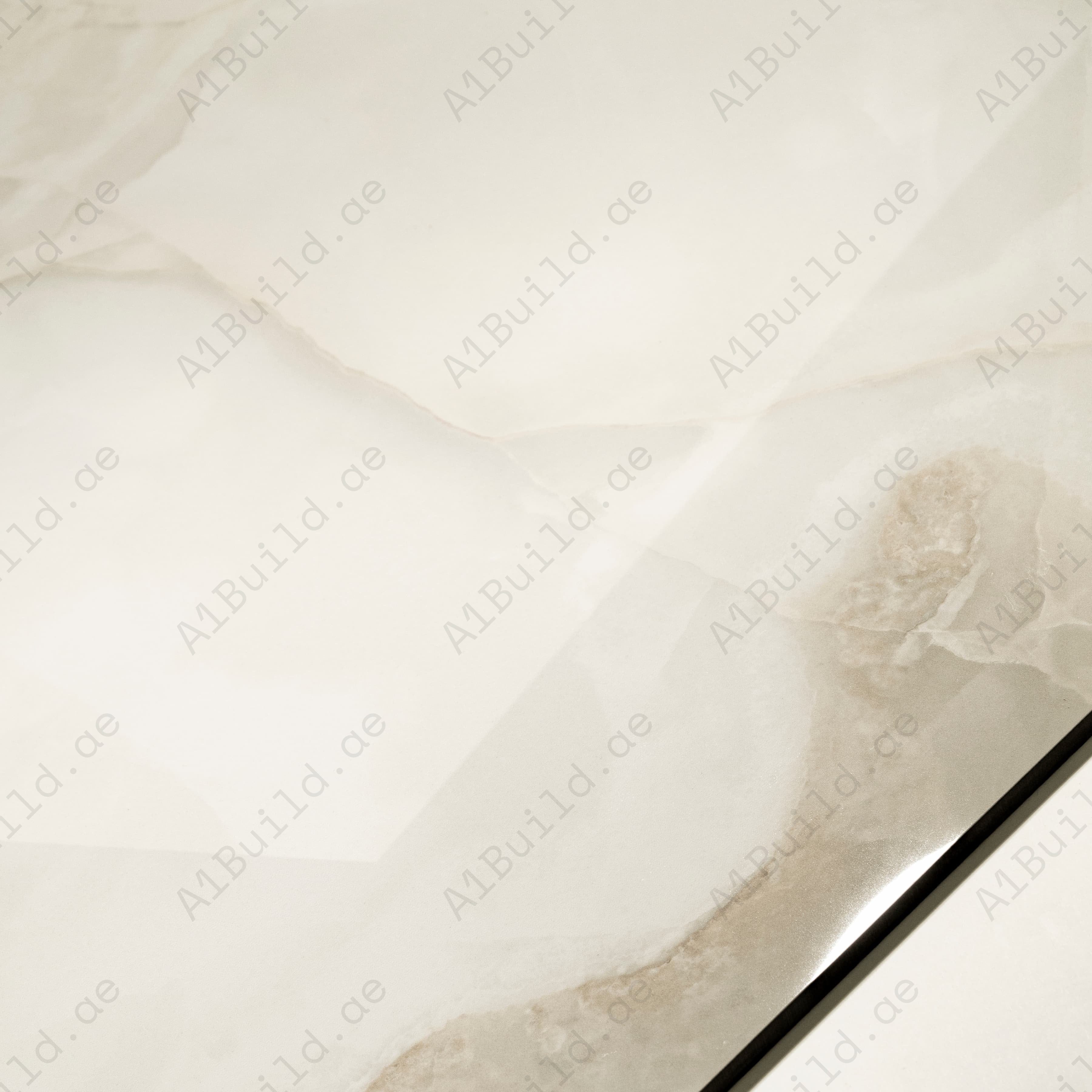 Oria Onyx Cream Glossy Porcelain Tile 60x120cm | Soft Cloud Onyx Look Large Format | Luxury Floor & Wall Tile UAE Dubai Abu Dhabi