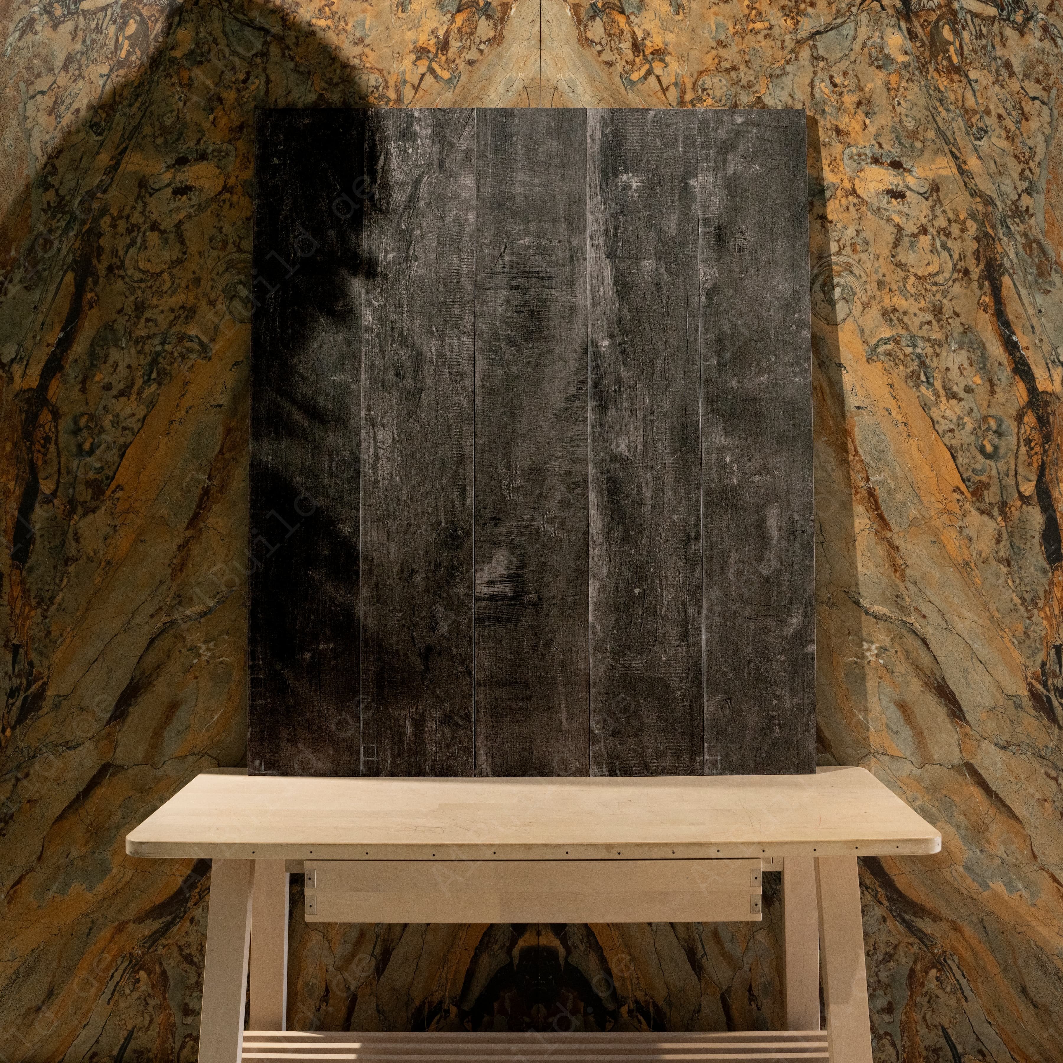 Speria Nero (20X120cm Matt Finish Parquet Porcelain Indoor, Floor Tiles)Speria Nero charcoal black wood-look porcelain plank tile with rustic texture