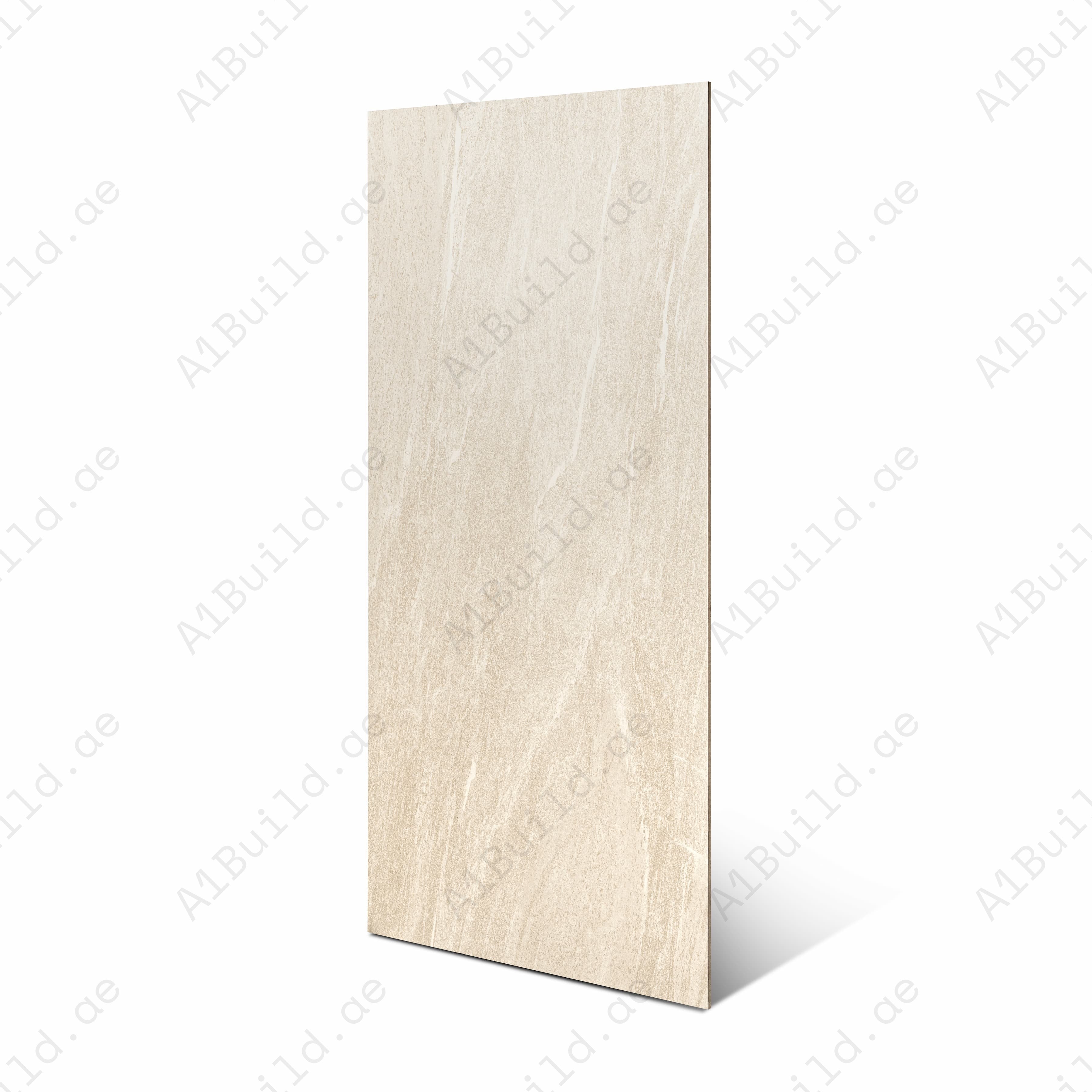 Nortstone Ivory Matte Porcelain Tile 60x120cm | Quartzite Slate Look Large Format Floor & Wall Tile | Natural Stone Effect Flooring UAE