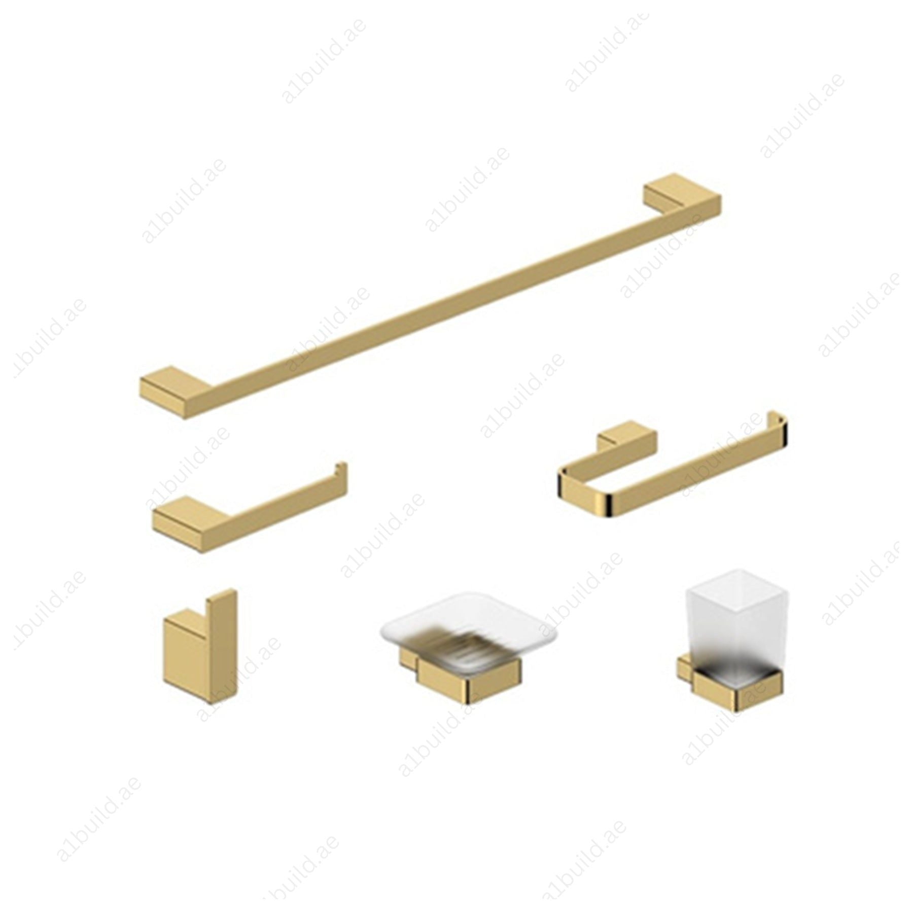 Premium Gold Polished Bathroom Accessories Set – Luxury Towel Bar, Paper Holder, Soap Dish & More