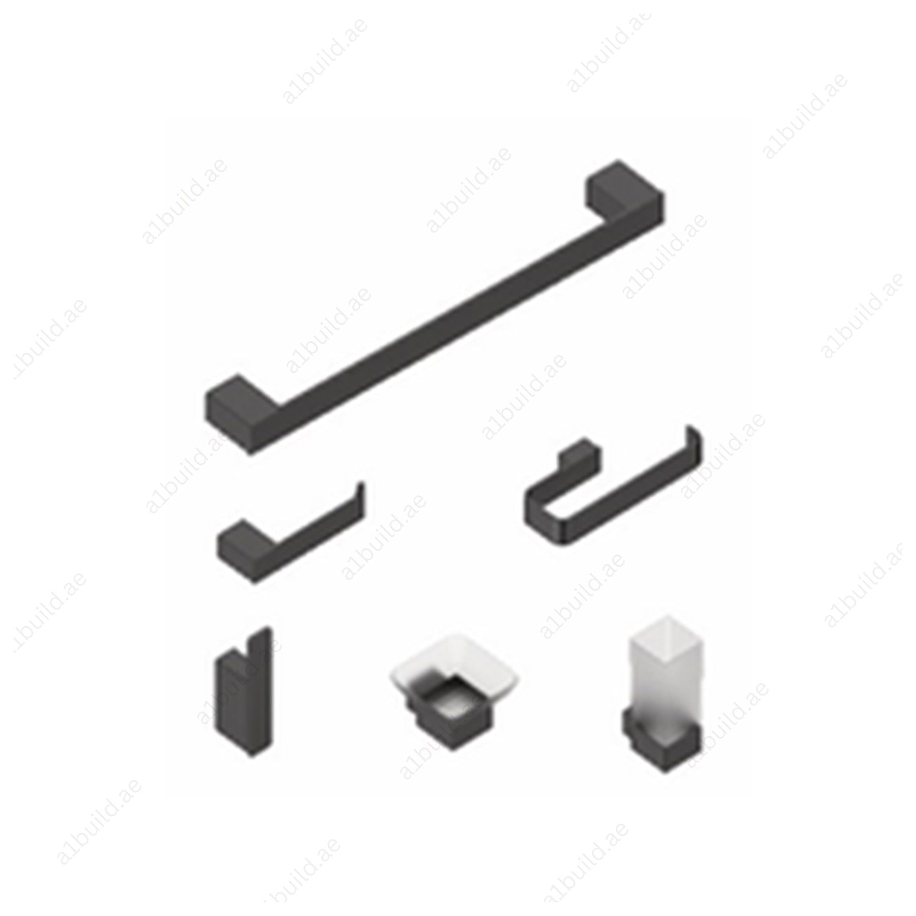 Premium Matt Black Bathroom Accessories Set – Modern Towel Bar, Paper Holder, Robe Hook & More