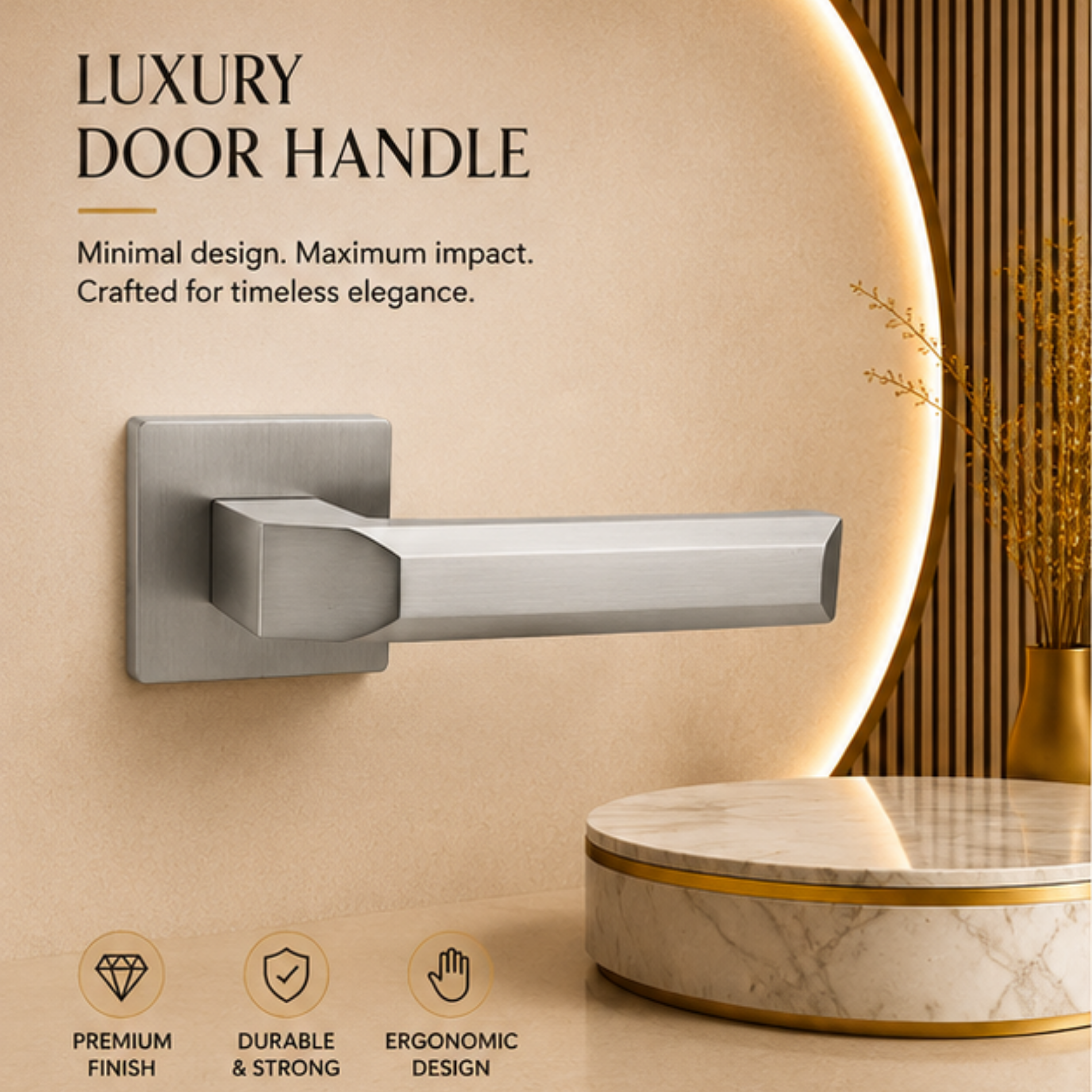 ALA.6403 premium aluminum alloy door lock handle in Matt Satin Nickel finish. Modern architectural hardware for homes, hotels, offices, and luxury interiors.
