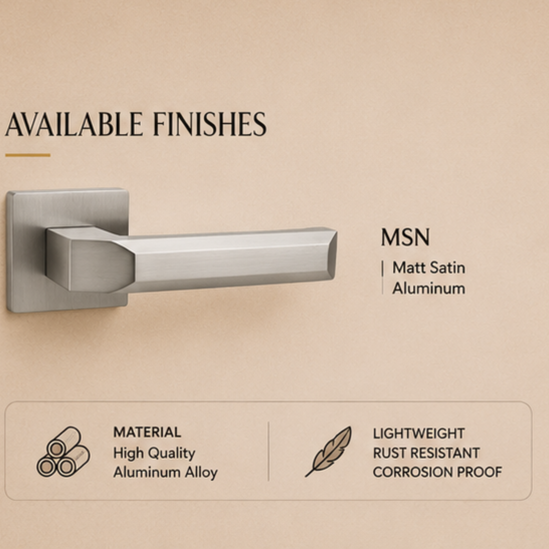 ALA.6403 premium aluminum alloy door lock handle in Matt Satin Nickel finish. Modern architectural hardware for homes, hotels, offices, and luxury interiors.
