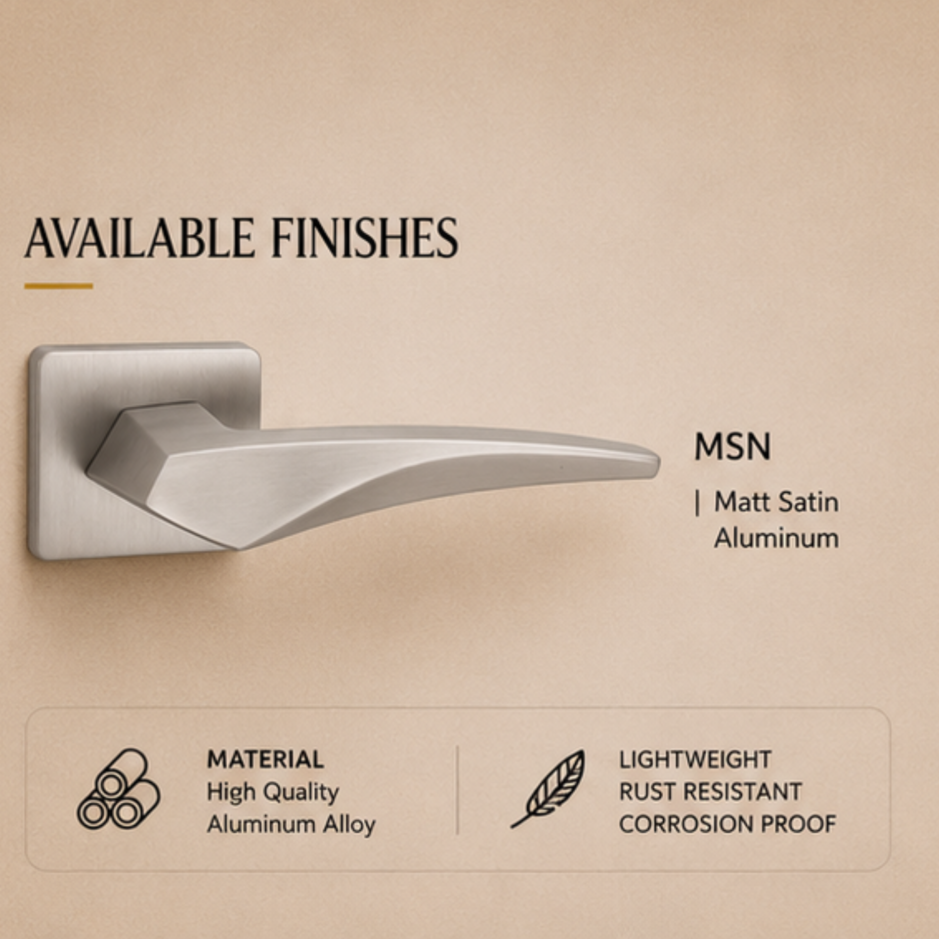 ALA.6439 premium aluminum alloy door lock handle in Matt Satin Nickel finish. Durable architectural hardware for modern homes, hotels, offices, and interiors.