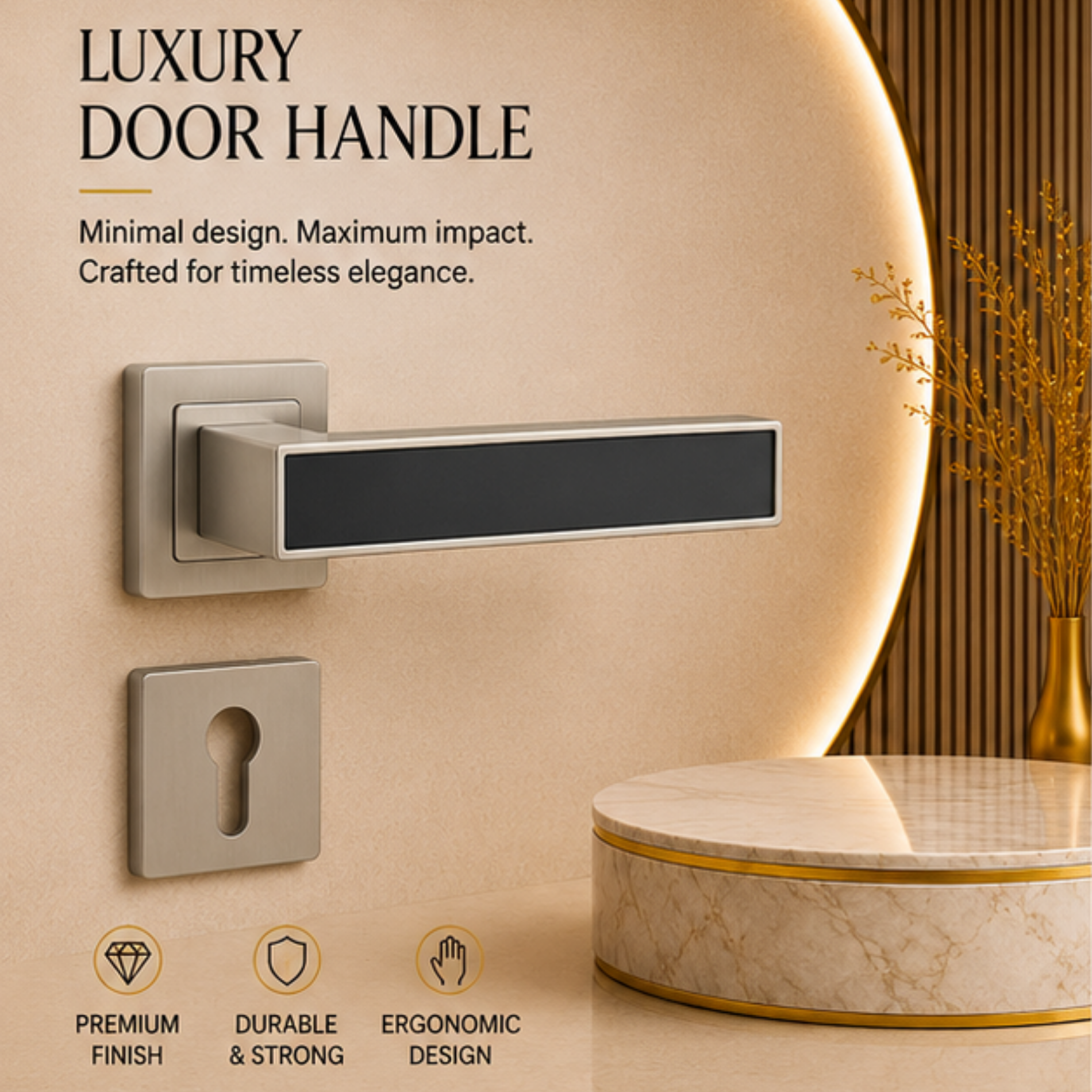 ALA.6501 premium aluminum alloy door lock handle in MSNYK finish. Modern architectural hardware for luxury homes, hotels, offices, and contemporary interiors.