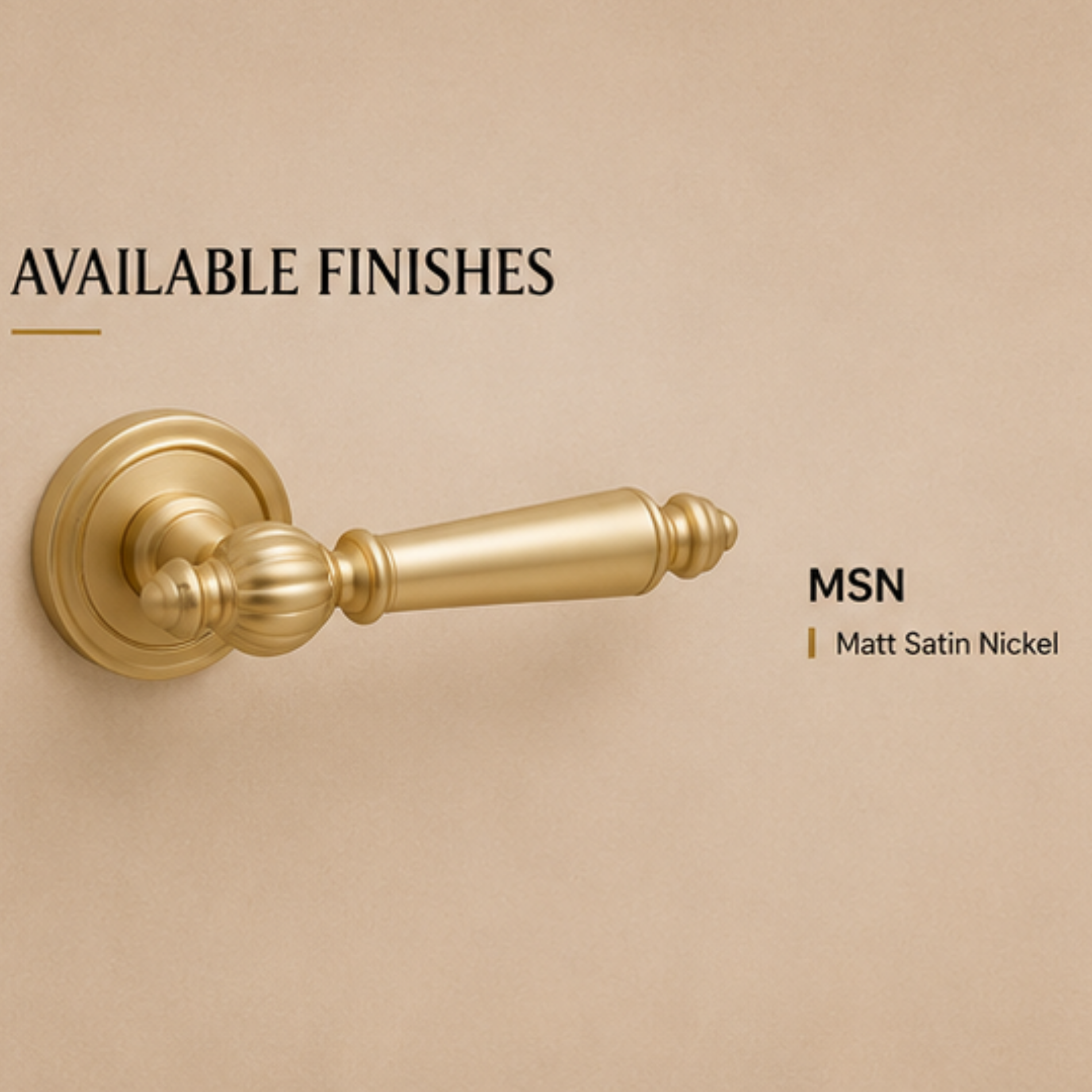 ALA.6538 premium aluminum alloy door lock handle in Matt Satin Brass finish. Modern architectural hardware for luxury homes, hotels, offices, and interiors.