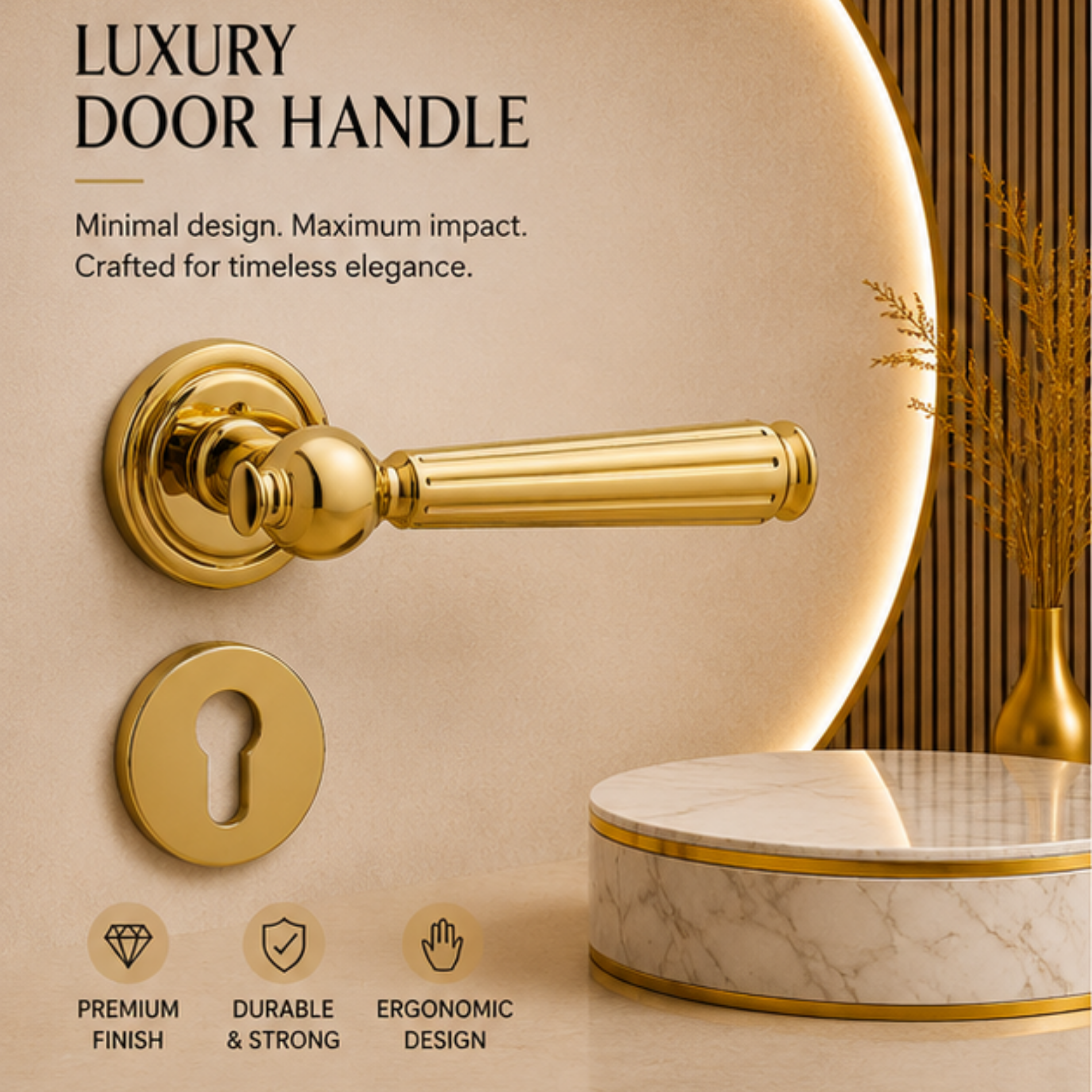 ALA.6539 premium aluminum alloy door lock handle with PVD finish. Durable architectural hardware with advanced surface protection for modern interiors.