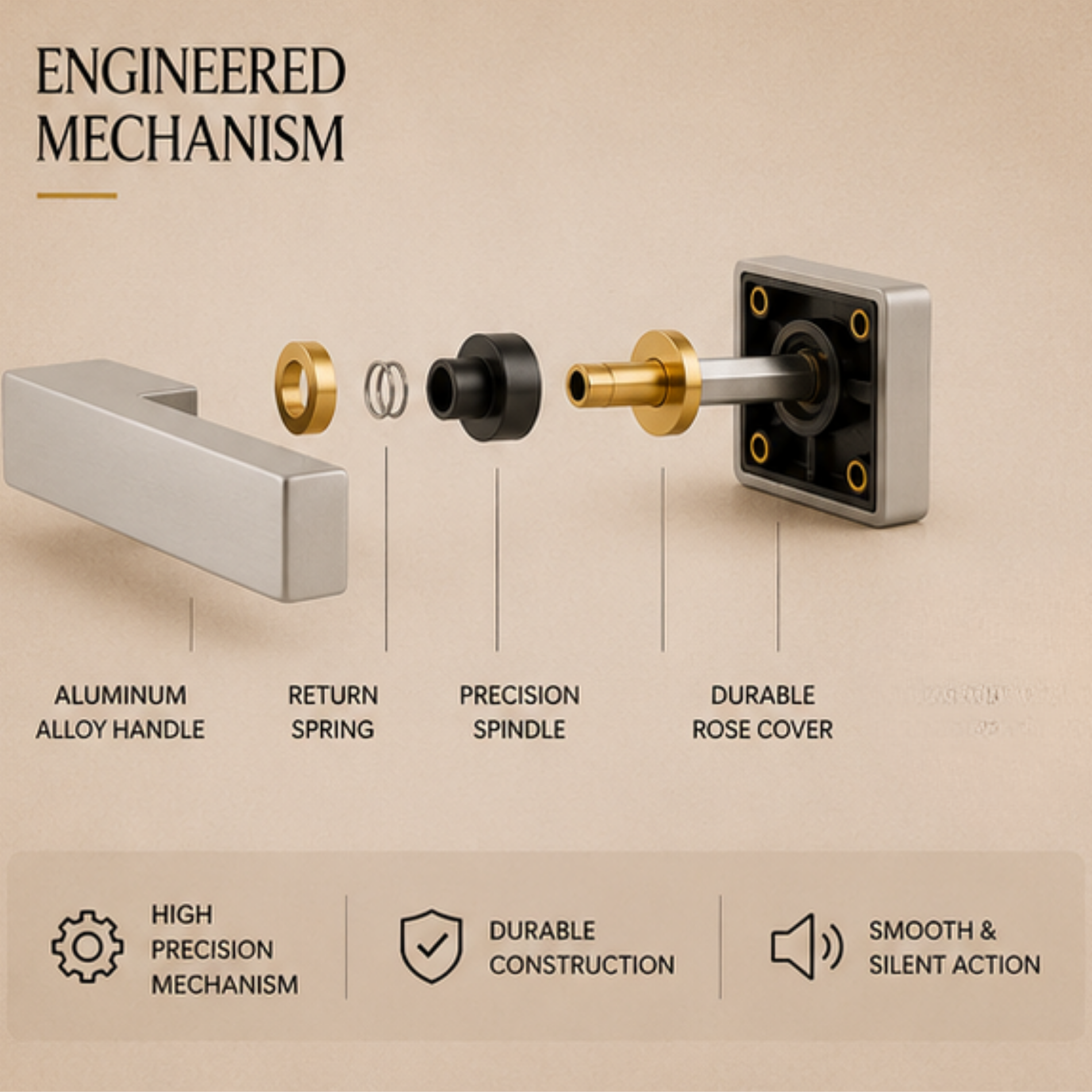 ALA.6683 premium aluminum alloy door lock handle in Matt Satin Nickel finish. Durable architectural hardware for modern homes, hotels, offices, and interiors.