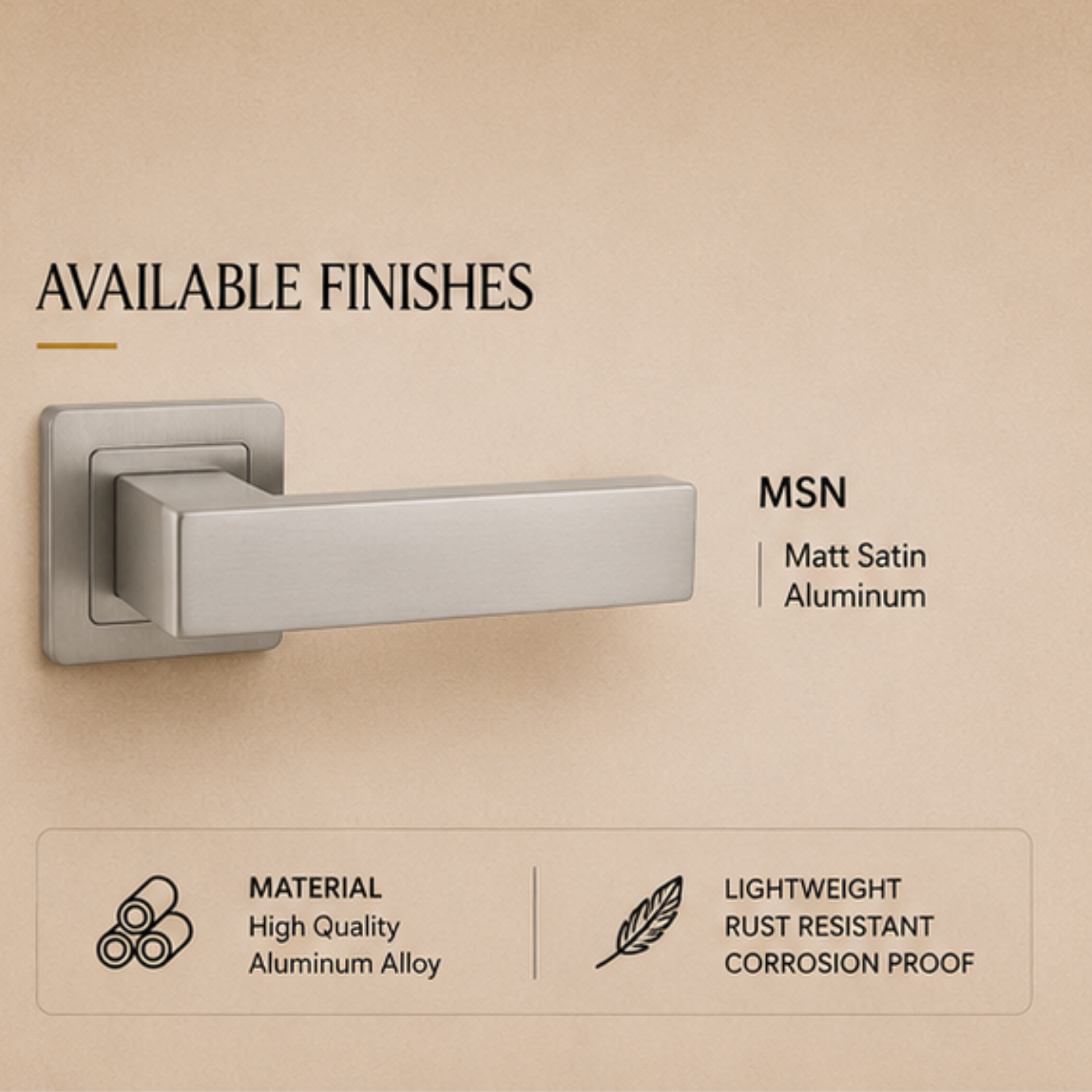 ALA.6683 premium aluminum alloy door lock handle in Matt Satin Nickel finish. Durable architectural hardware for modern homes, hotels, offices, and interiors.
