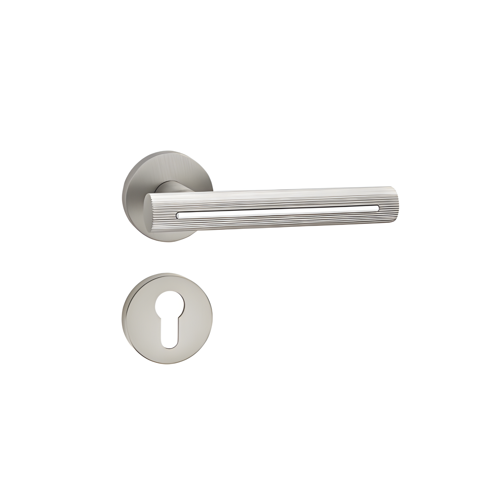 ALA.6691 premium aluminum alloy door lock handle in Matt Satin Nickel Chrome Plated finish. Modern architectural hardware for homes, hotels, and offices.