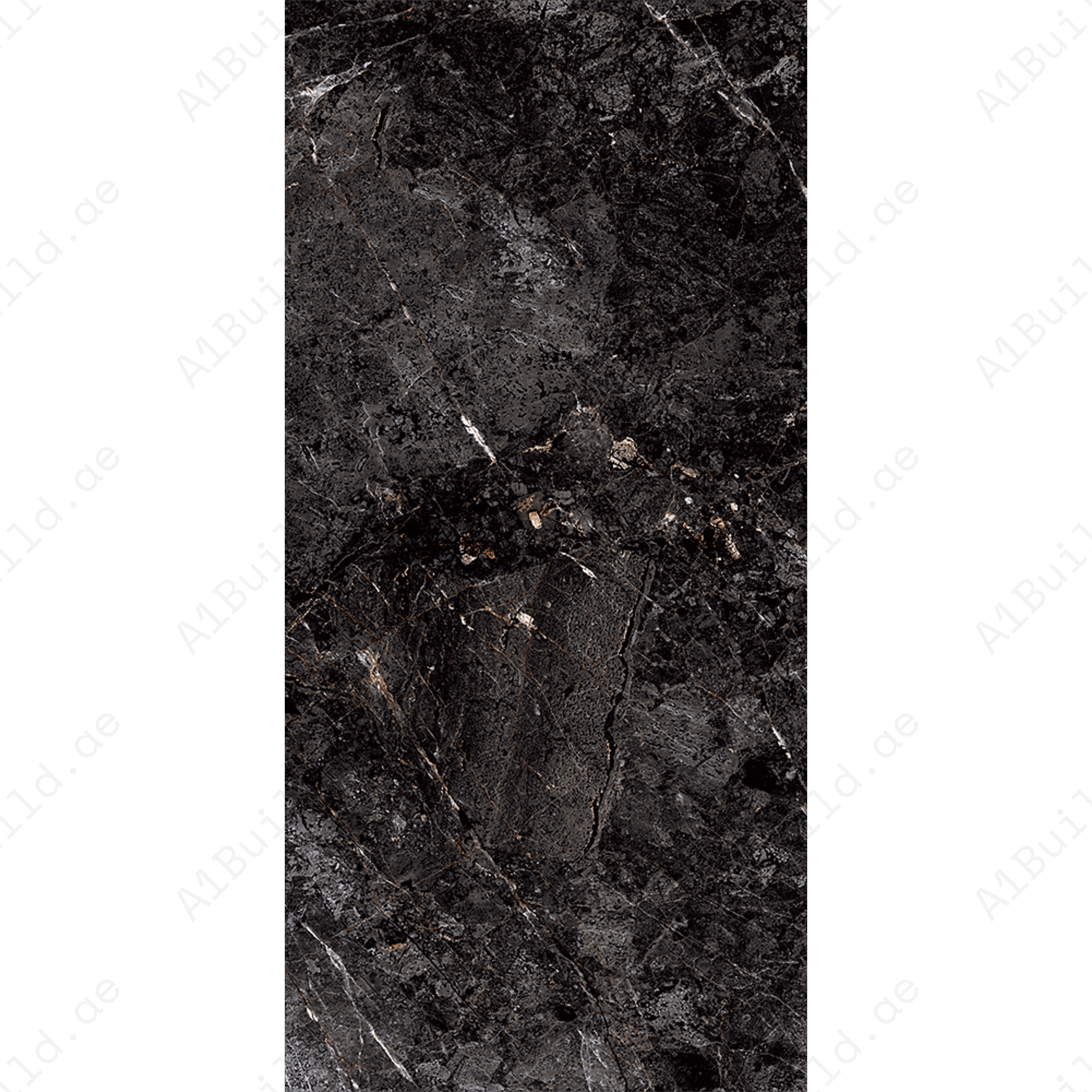 Africano Nero 80x160cm high glossy porcelain tile, 09mm thick with bold black stone veining. Adds luxury, depth, and elegance to modern interiors.