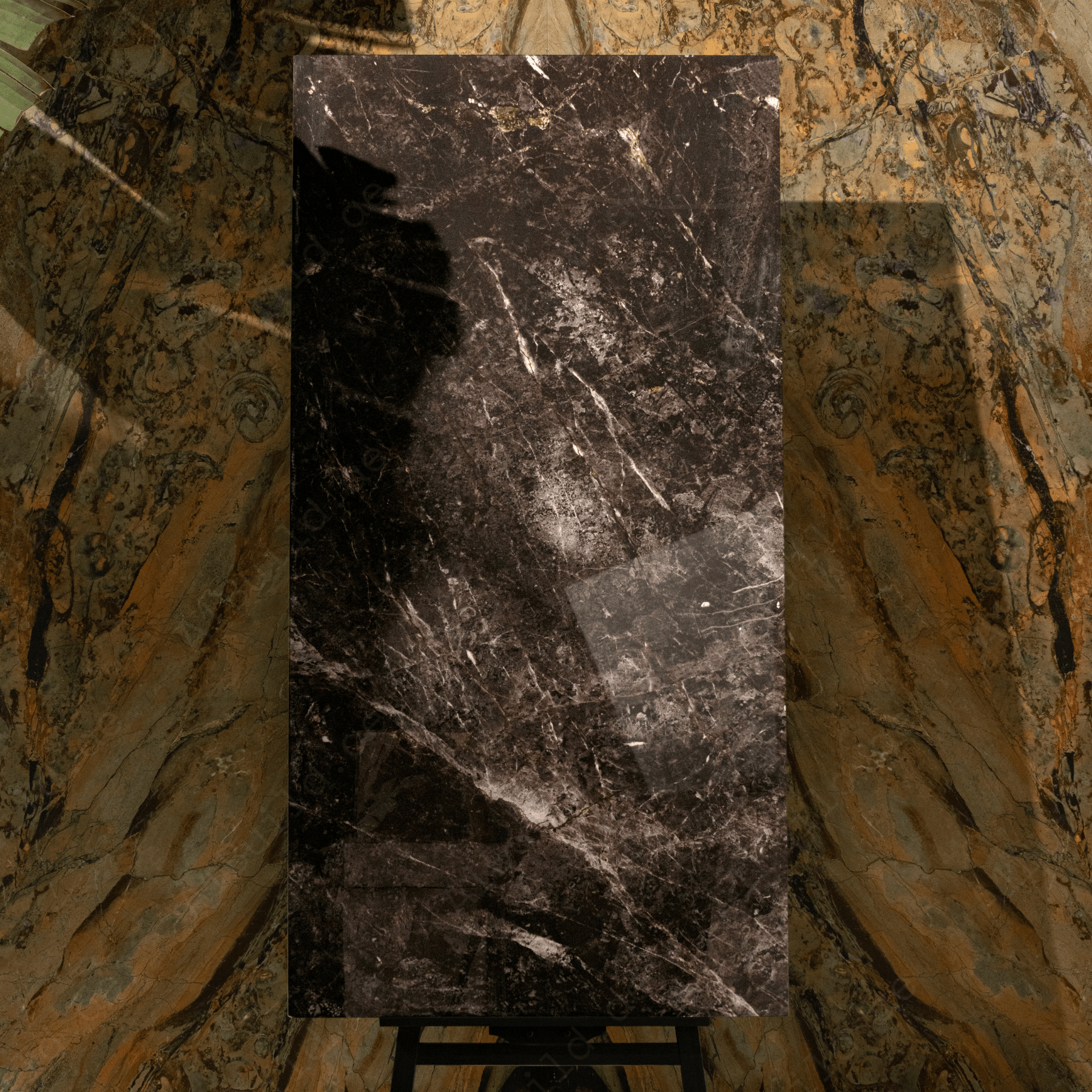  Africano Nero 80x160cm high glossy porcelain tile, 09mm thick with bold black stone veining. Adds luxury, depth, and elegance to modern interiors.