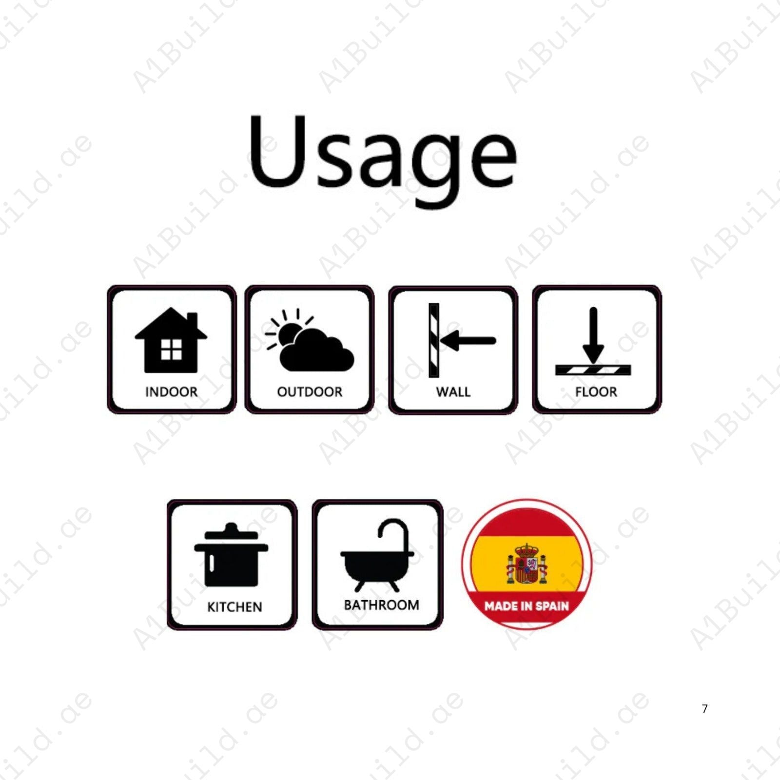 Amalfi Dawn Series Artisanal Tile Usage Icons 