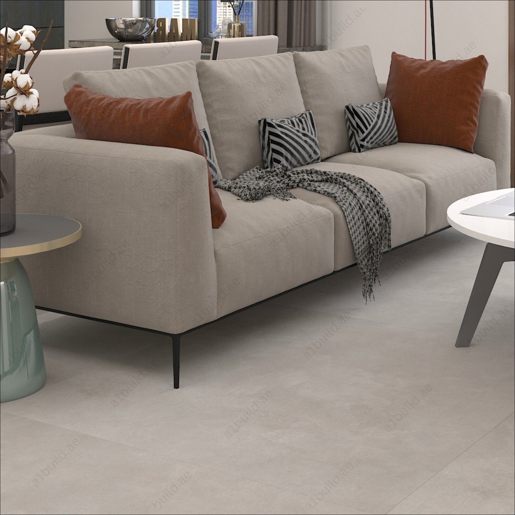 Azure Grey (120X120cm 09mm Random Matt Porcelain Tiles for Indoor Spaces)