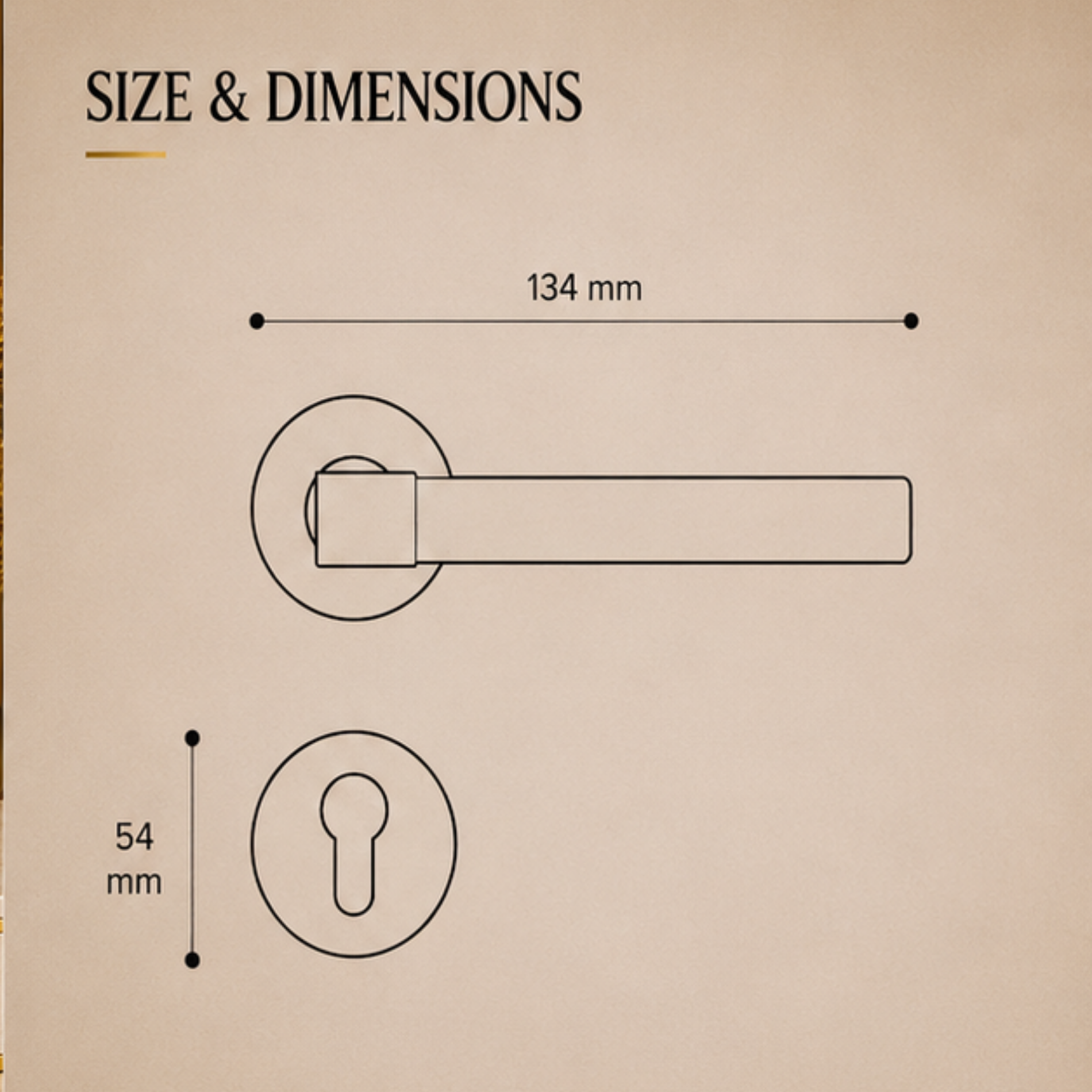 BA.8833 premium pure copper door lock handle in Matt Satin Brass finish. Luxury architectural hardware for elegant homes, hotels, offices, and interiors.