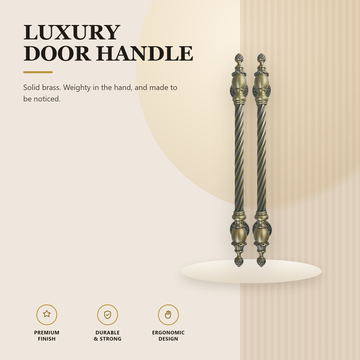 BP18091 premium brass door pull handle from the Brass Door Handle Series. solid brass pull in lengths from 600 to 1800 mm. Built for smooth, reliable everyday use.