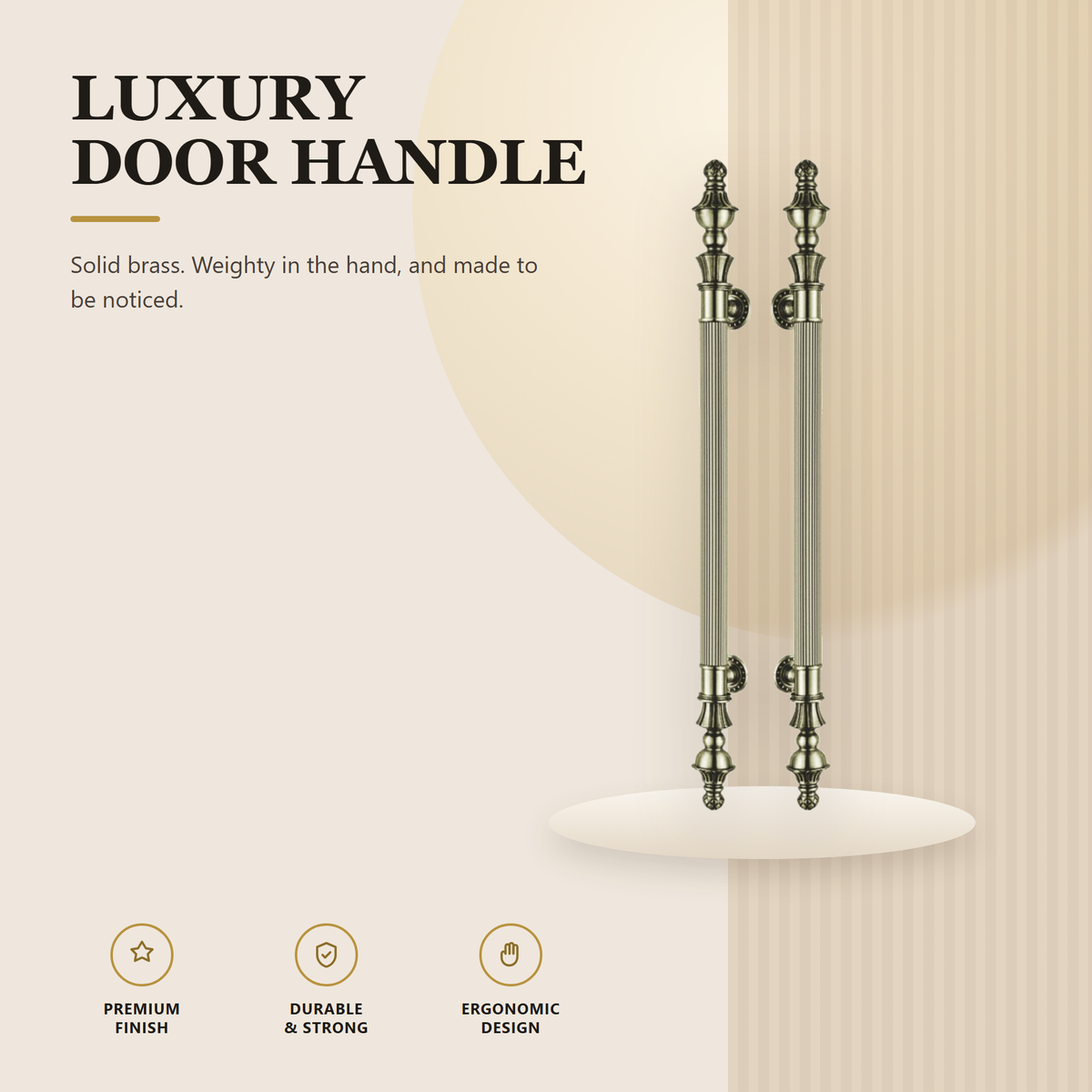 BP18093 premium brass door pull handle from the Brass Door Handle Series. solid brass pull in lengths from 600 to 1800 mm. Built for smooth, reliable everyday use.