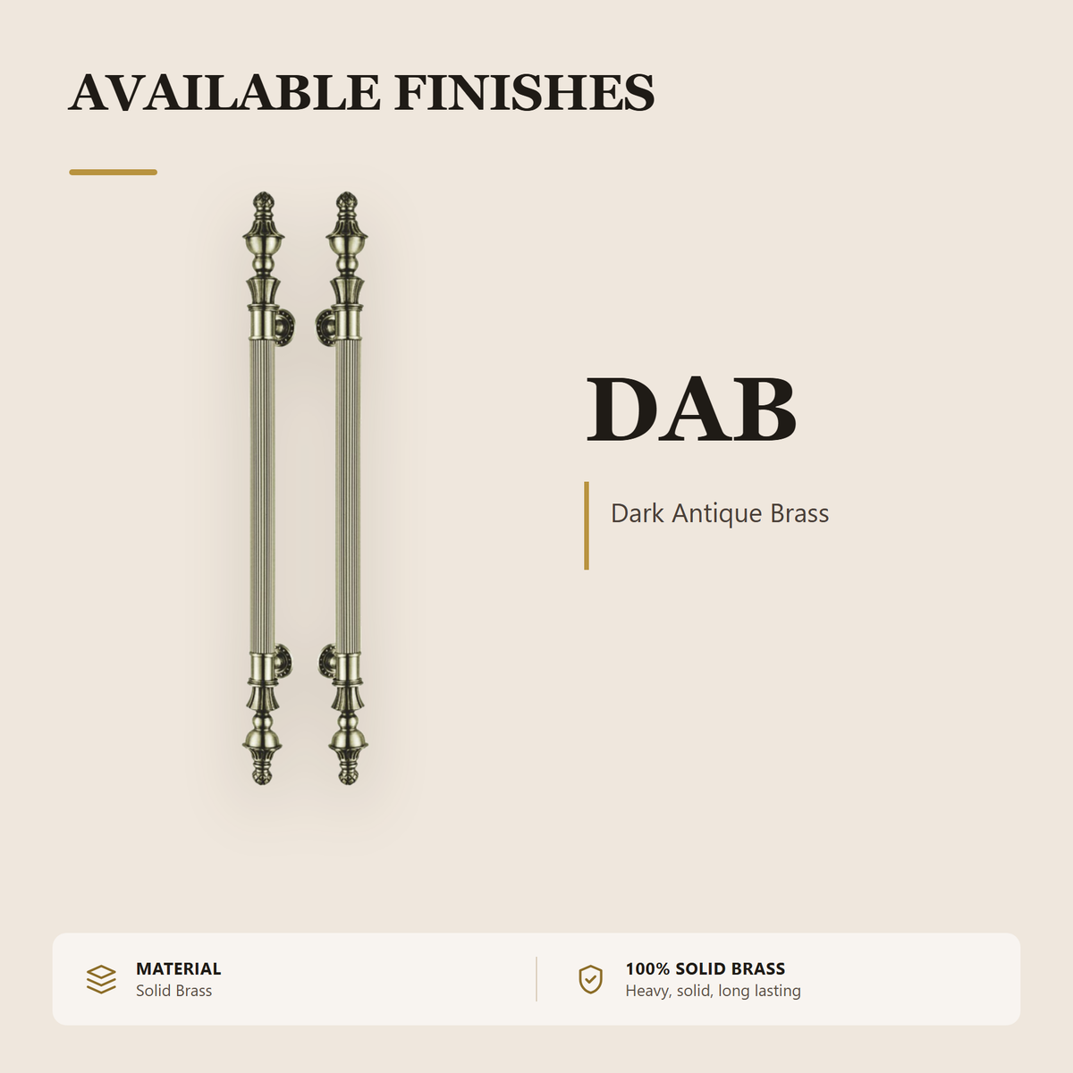 BP18093 premium brass door pull handle from the Brass Door Handle Series. solid brass pull in lengths from 600 to 1800 mm. Built for smooth, reliable everyday use.