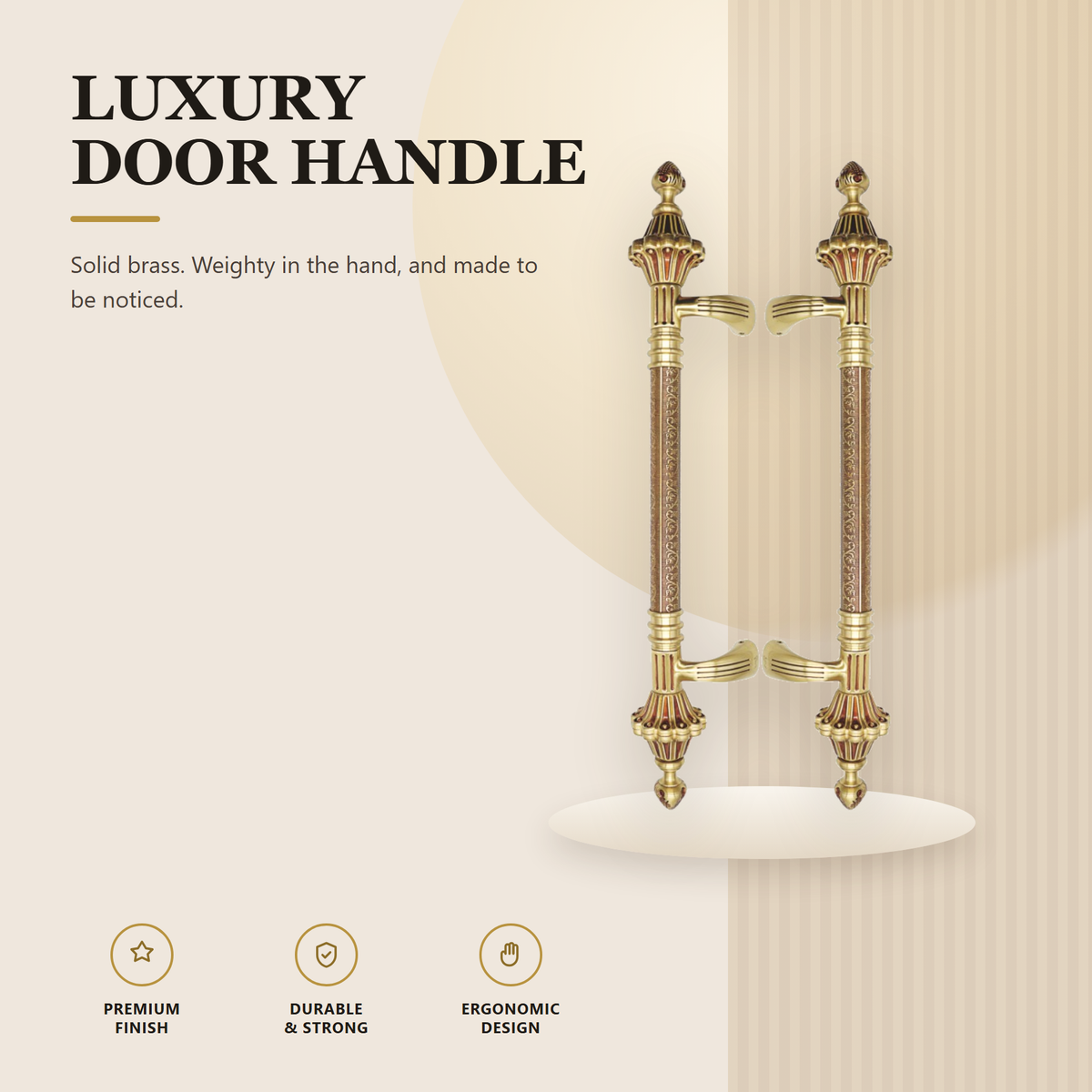 BP18097 premium brass door pull handle from the Brass Door Handle Series. solid brass pull in lengths from 520 to 1800 mm. Built for smooth, reliable everyday use.