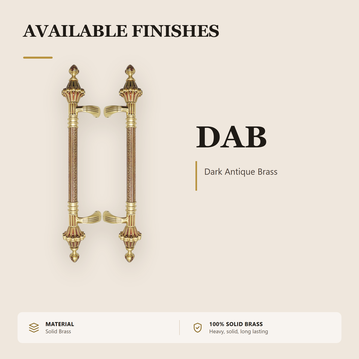 BP18097 premium brass door pull handle from the Brass Door Handle Series. solid brass pull in lengths from 520 to 1800 mm. Built for smooth, reliable everyday use.