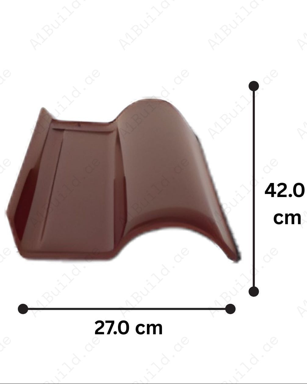 Barugandy red curved ceramic roof tile 42×27 cm. 2.8kg, 12/m². Premium finish, durable, stylish roofing for luxury builds.
