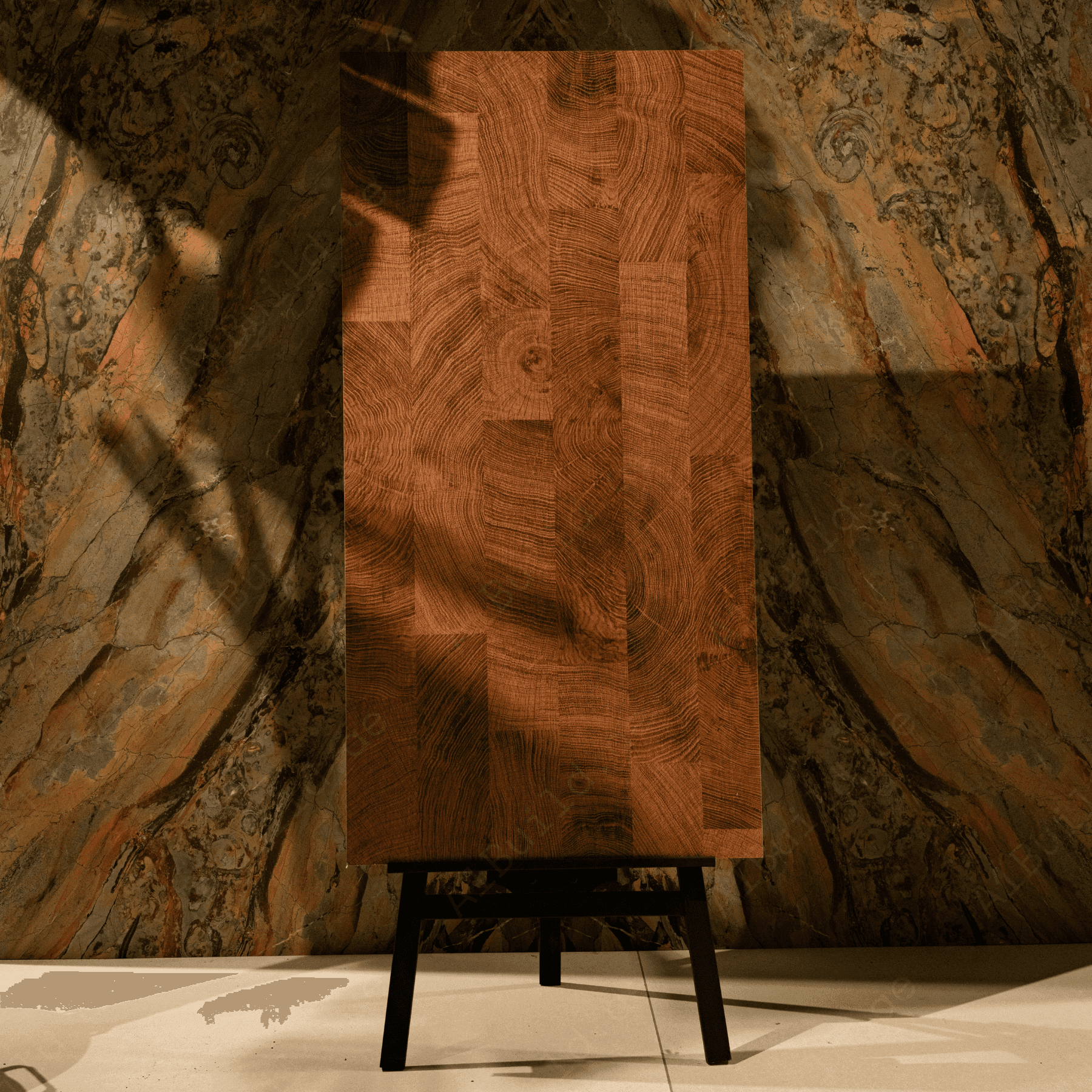 Base 9008 tiles (60x120cm, 9mm) feature a Carving Matt finish with a deep charcoal hue. Designed for Indoor Floors and Walls, these Porcelain tiles offer a sophisticated, textured appearance. The carving matt surface adds depth, making them an excellent choice for creating a contemporary and refined space in both residential and commercial interiors.