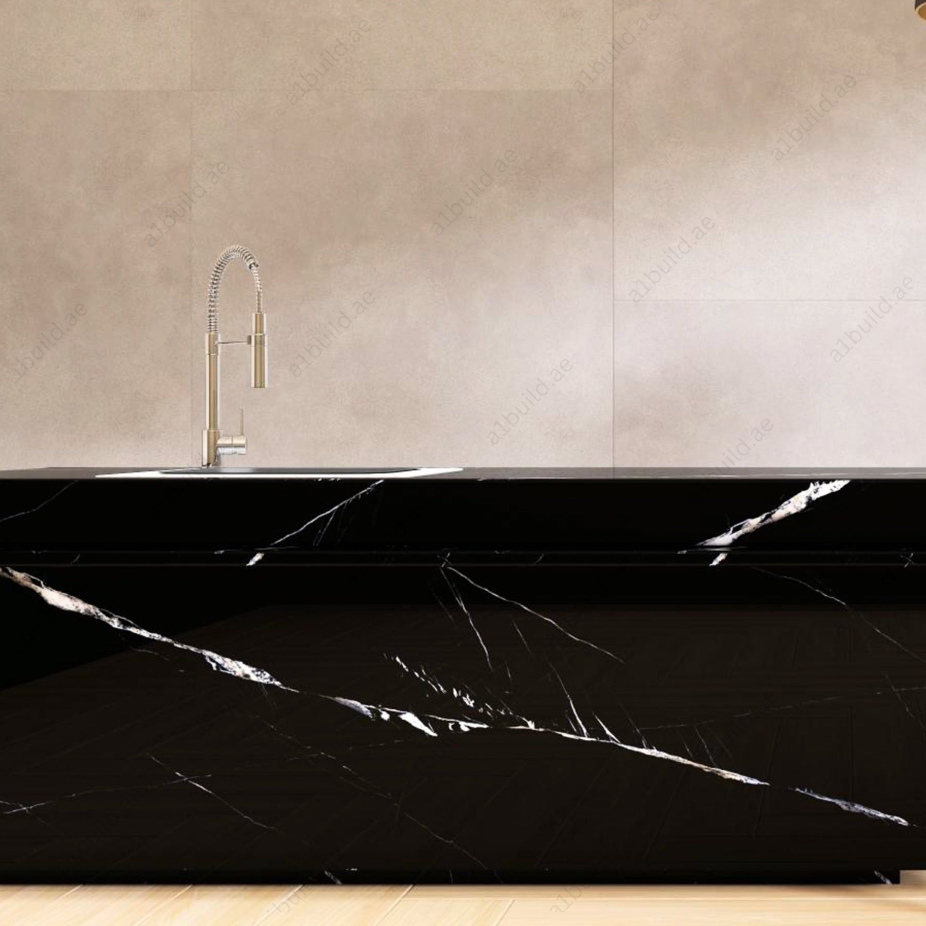 Black Marquina (80x240cm 15mm Random Polished Finished Indoor Floor, Wall & Counter Slabs)