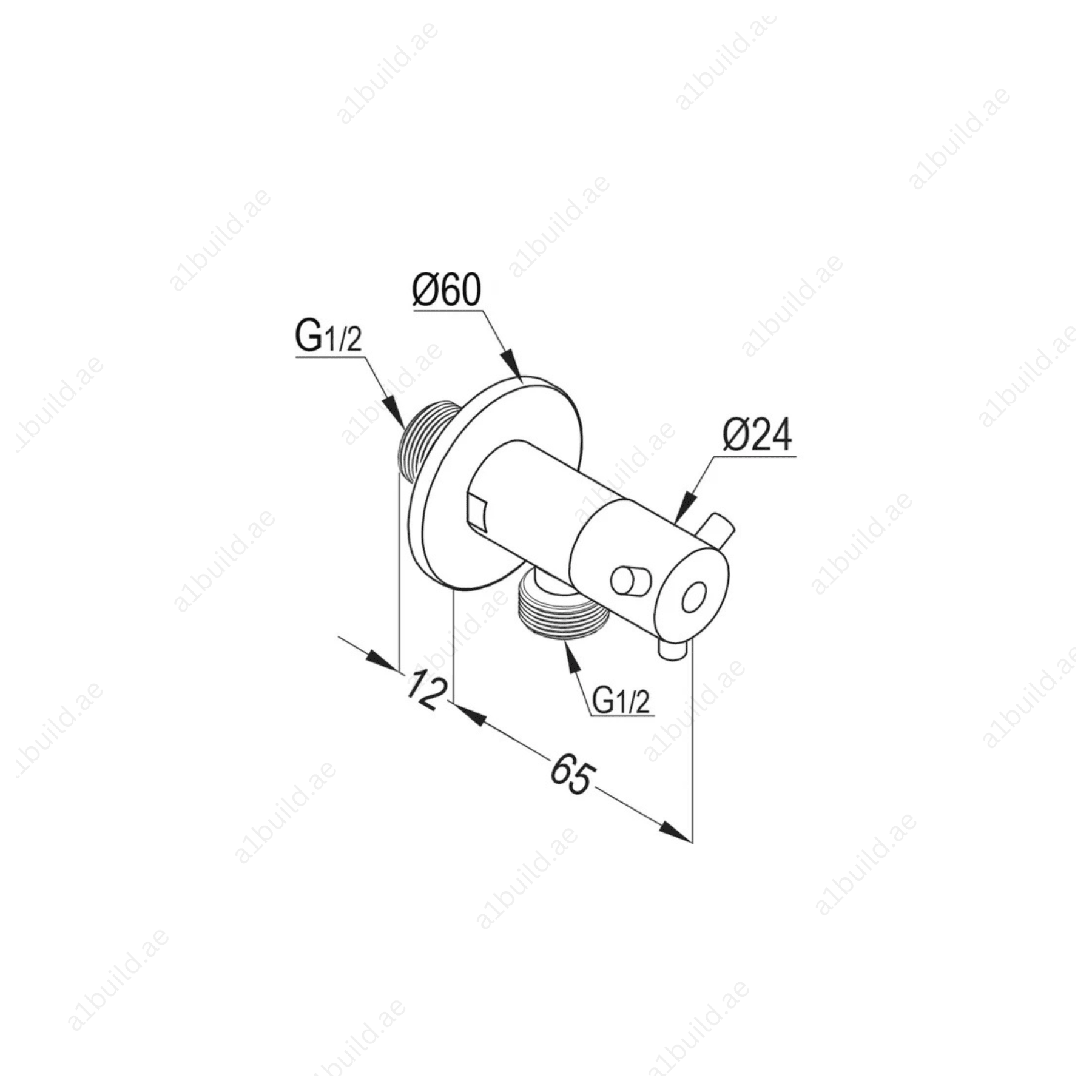 Brass Angle Valve DN15 Chrome – Hot and Cold Control, Ceramic Disc, Stainless Steel Rosette