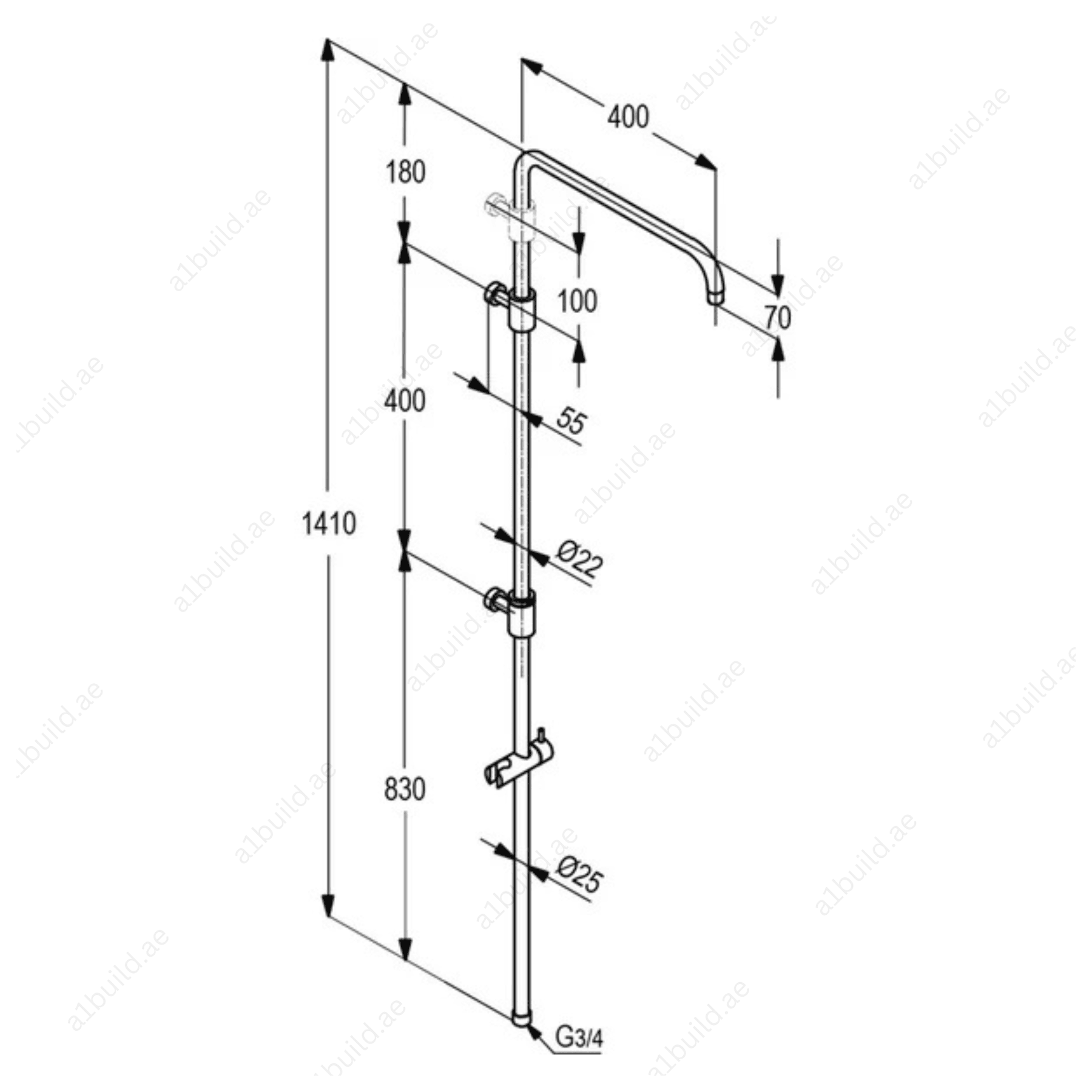 BrassExposedShowerPipewithAdjustableHoldersandDurableDesign_3