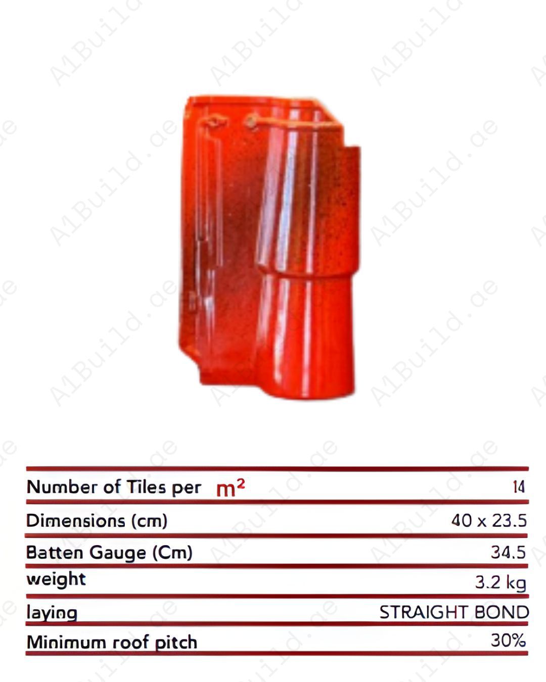 Bright Red ceramic roof tile 41.5×28.4 cm. UV resistant, glossy, durable, and waterproof. Ideal for modern villas and stylish roofs.