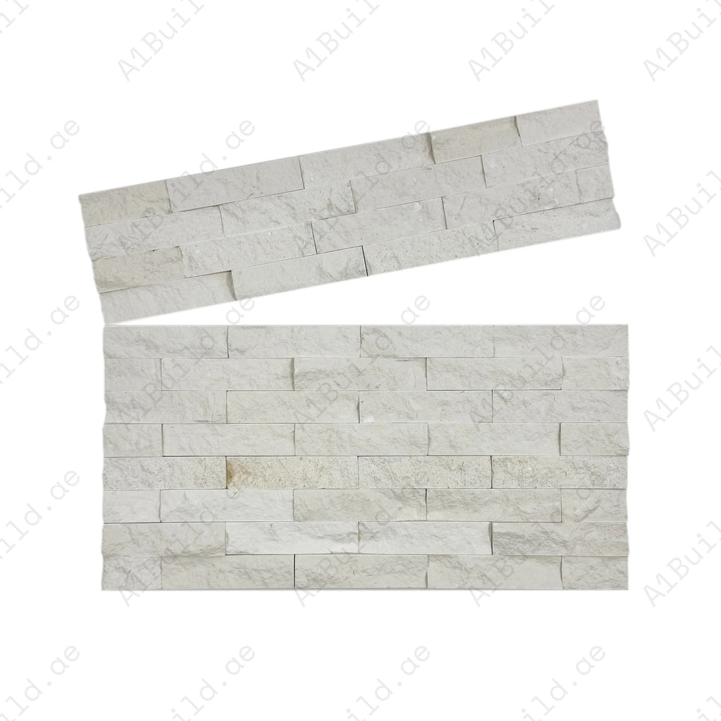 Luxe Aura White Split Limestone Wall Cladding – 150x600 mm Slate Stone