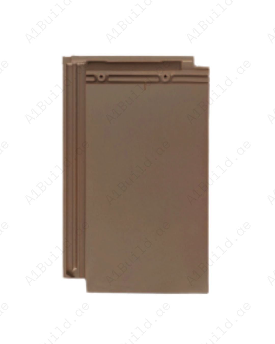 Brown flat ceramic roof tile 45.4×28.4 cm — durable earth-style roofing with efficient installation and strong weather resistance.