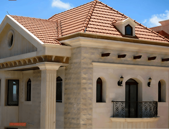 Brown flat ceramic roof tile 45.4×28.4 cm — durable earth-style roofing with efficient installation and strong weather resistance.