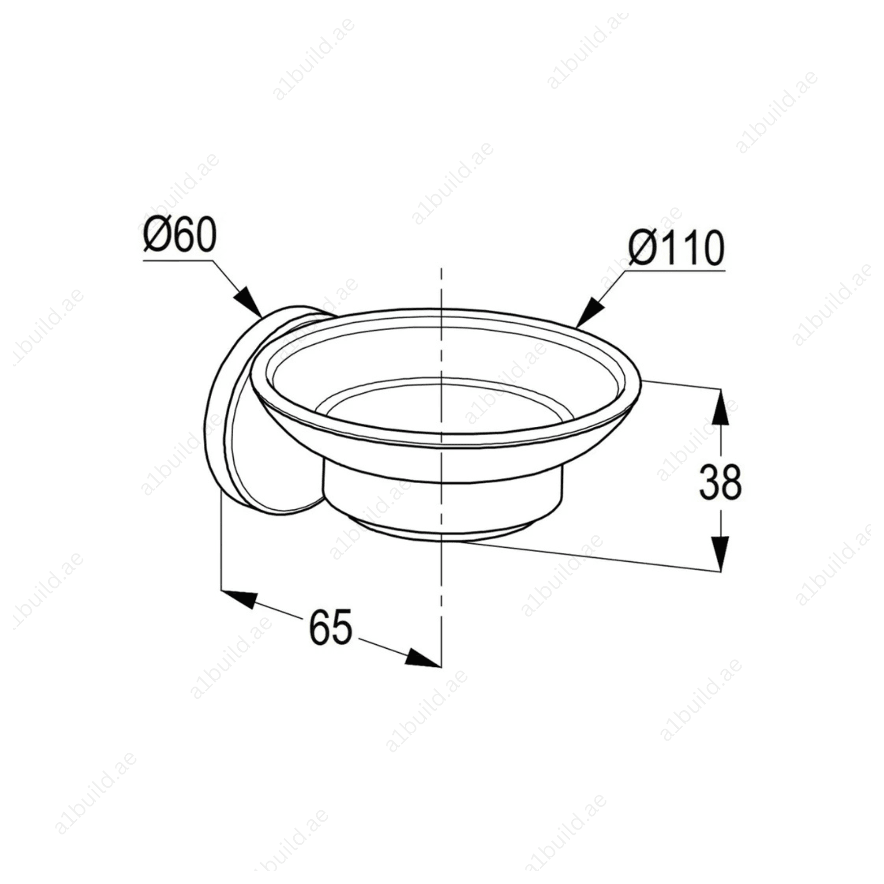 CALIBER Chrome Soap Dish with Transparent Glass Bowl - Wall Mounted